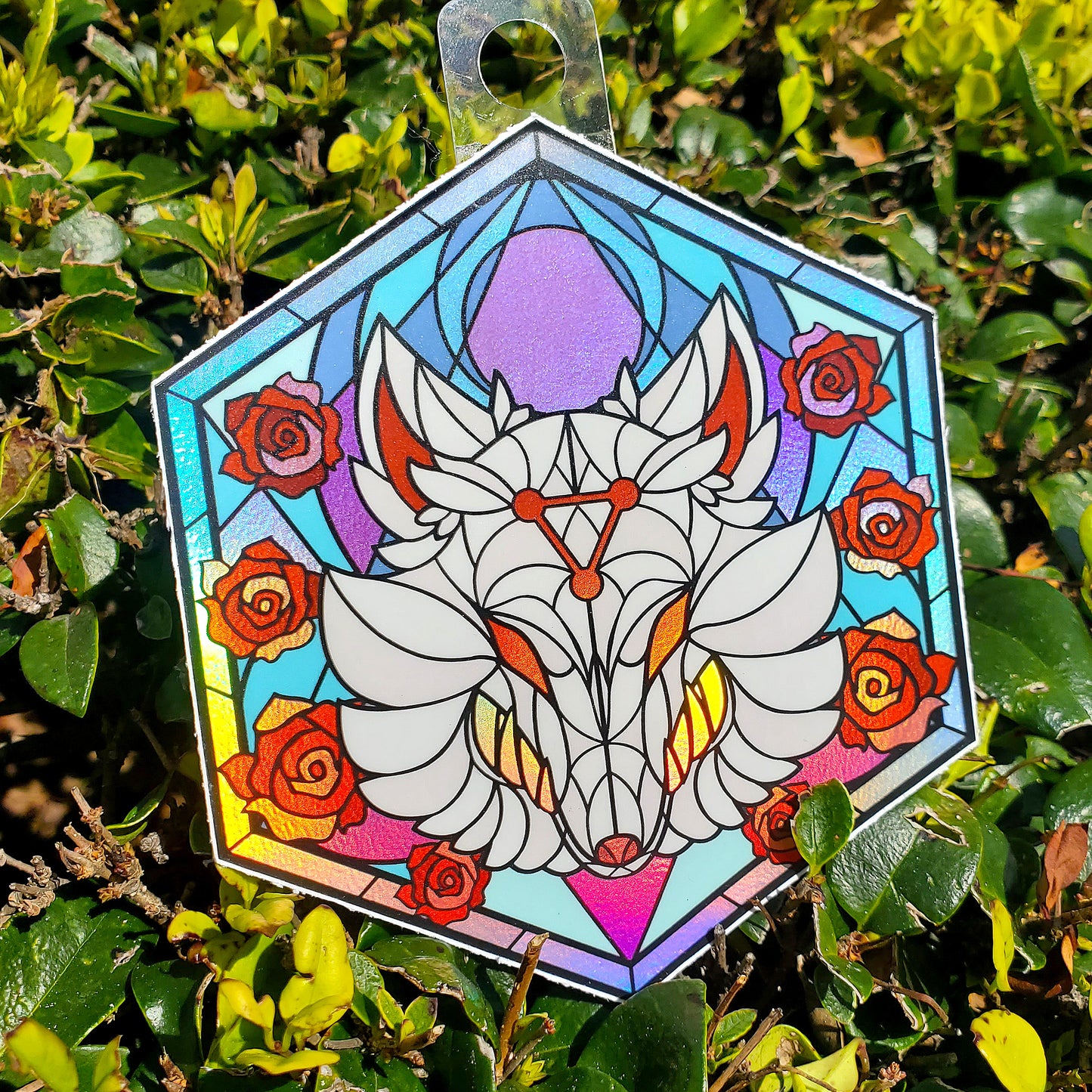 Stained Glass JJK Demon Dog WHITE Sticker