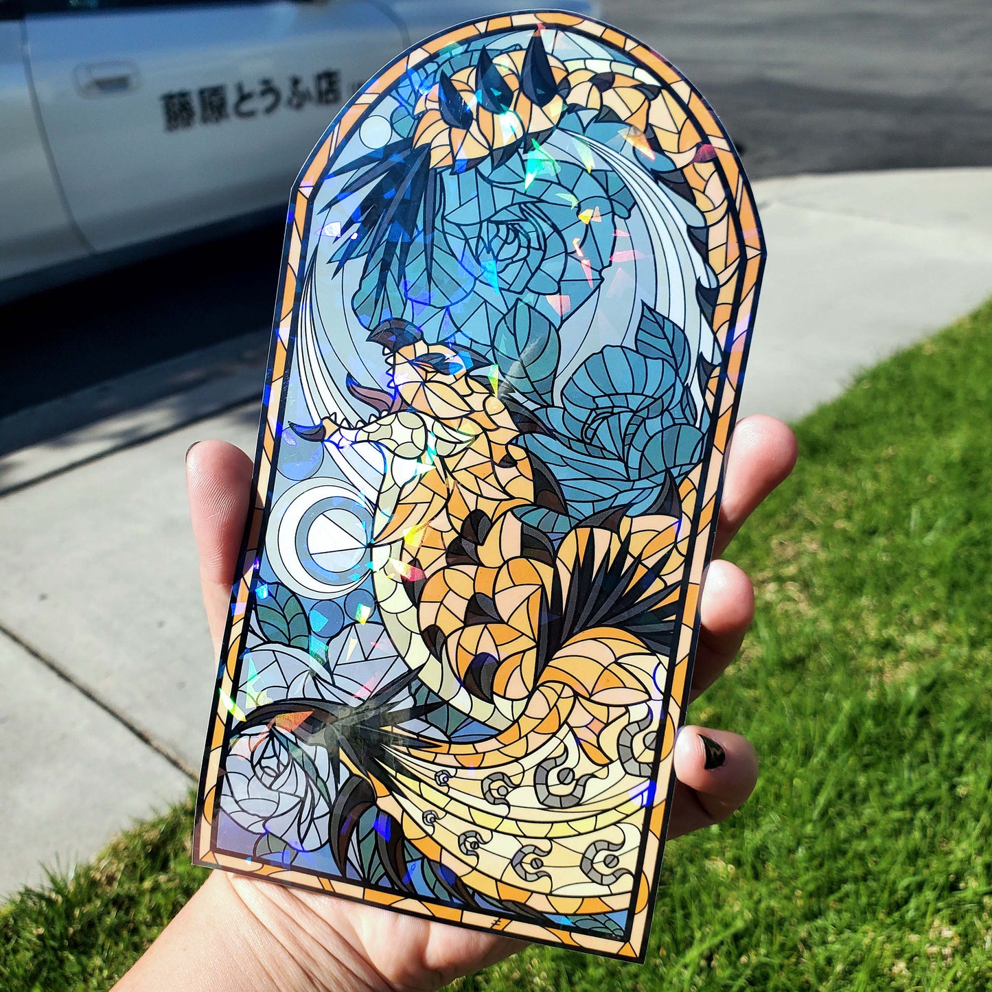 Gold Rathian Stained Glass Vinyl Sticker