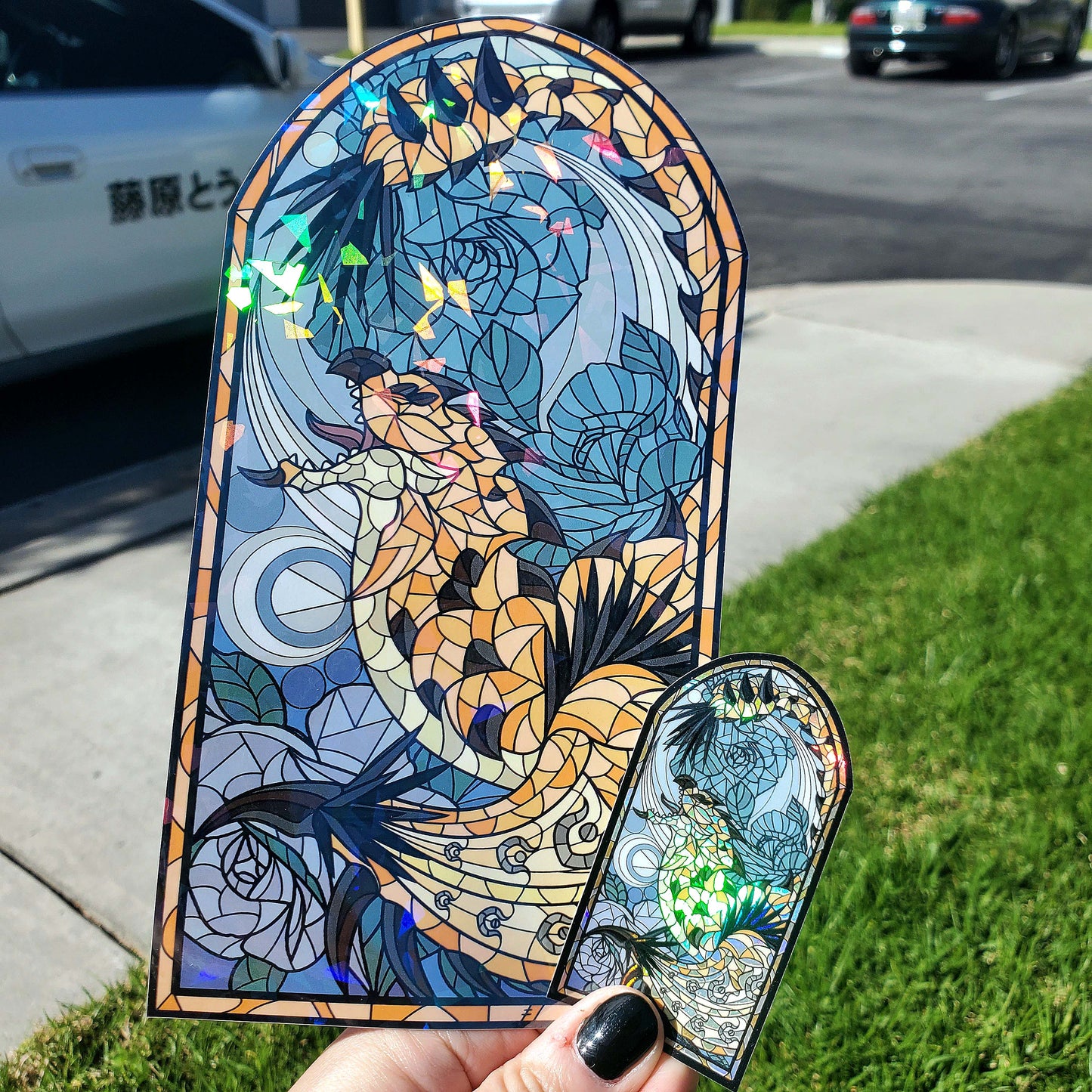 Gold Rathian Stained Glass Vinyl Sticker