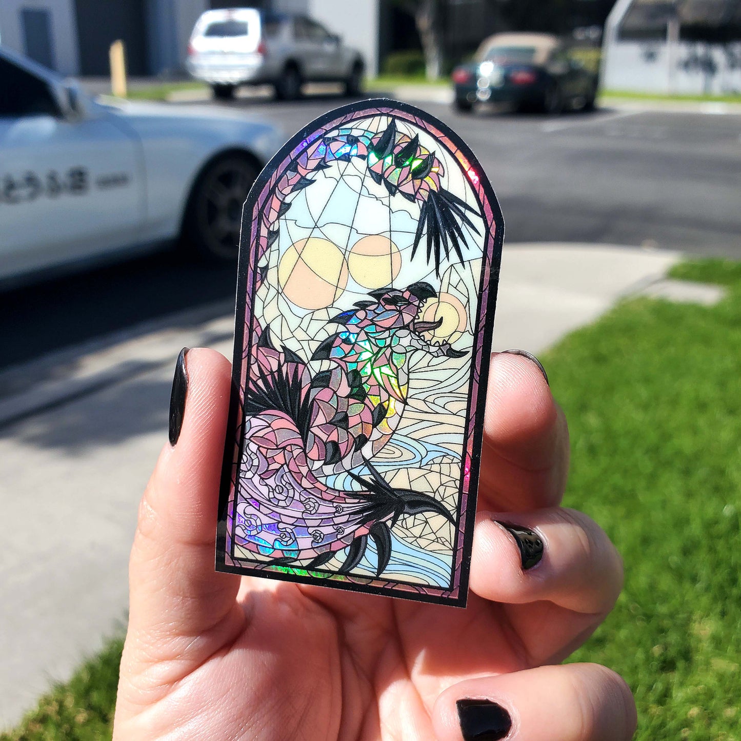 Pink Rathian Stained Glass Vinyl Sticker