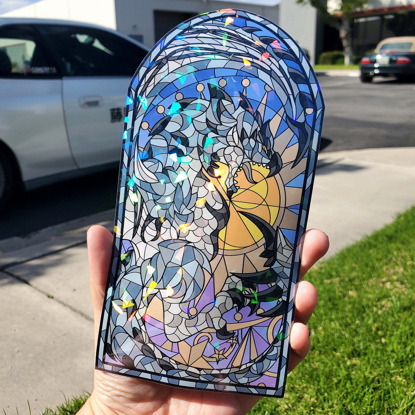 Silver Rathalos Stained Glass Vinyl Sticker