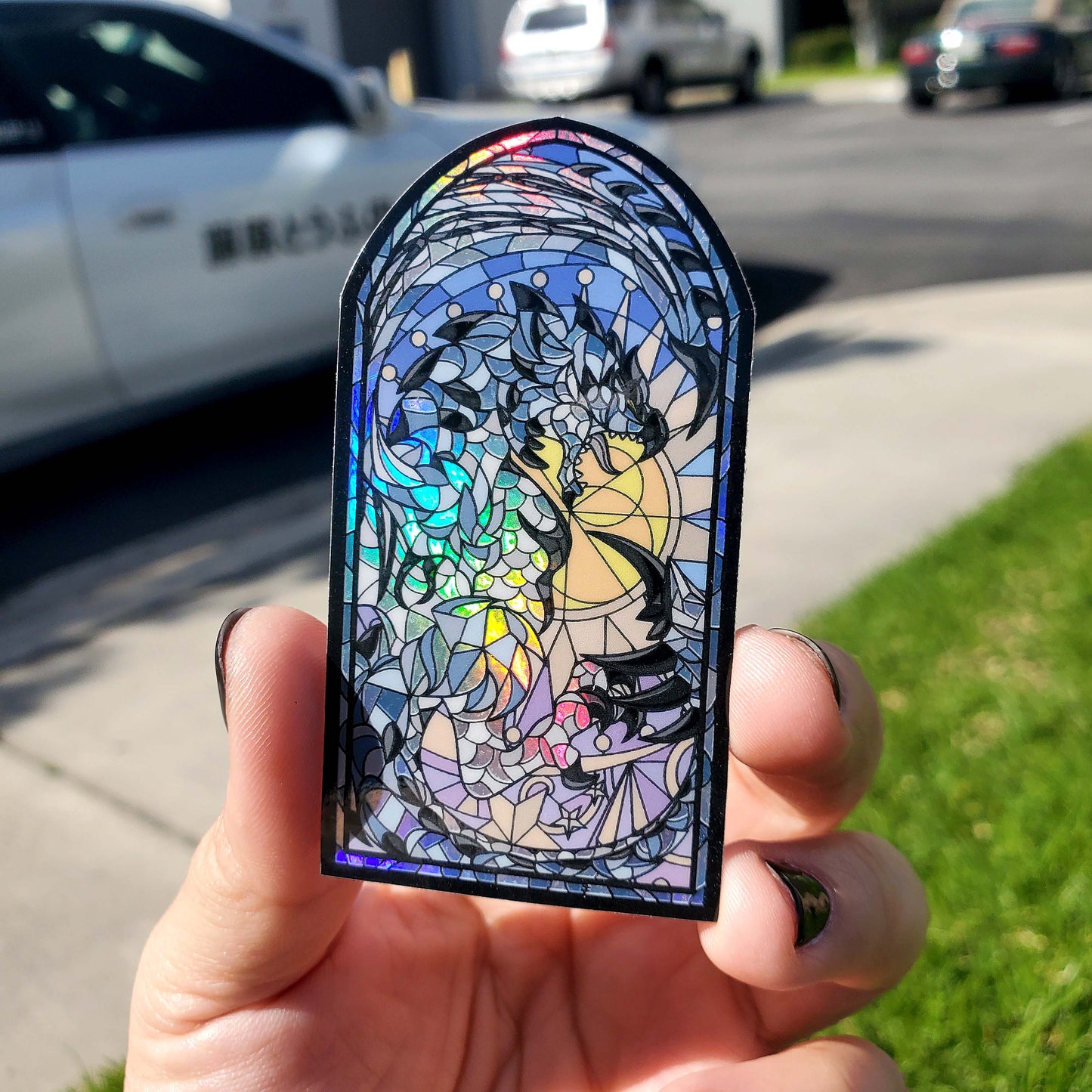 Silver Rathalos Stained Glass Vinyl Sticker
