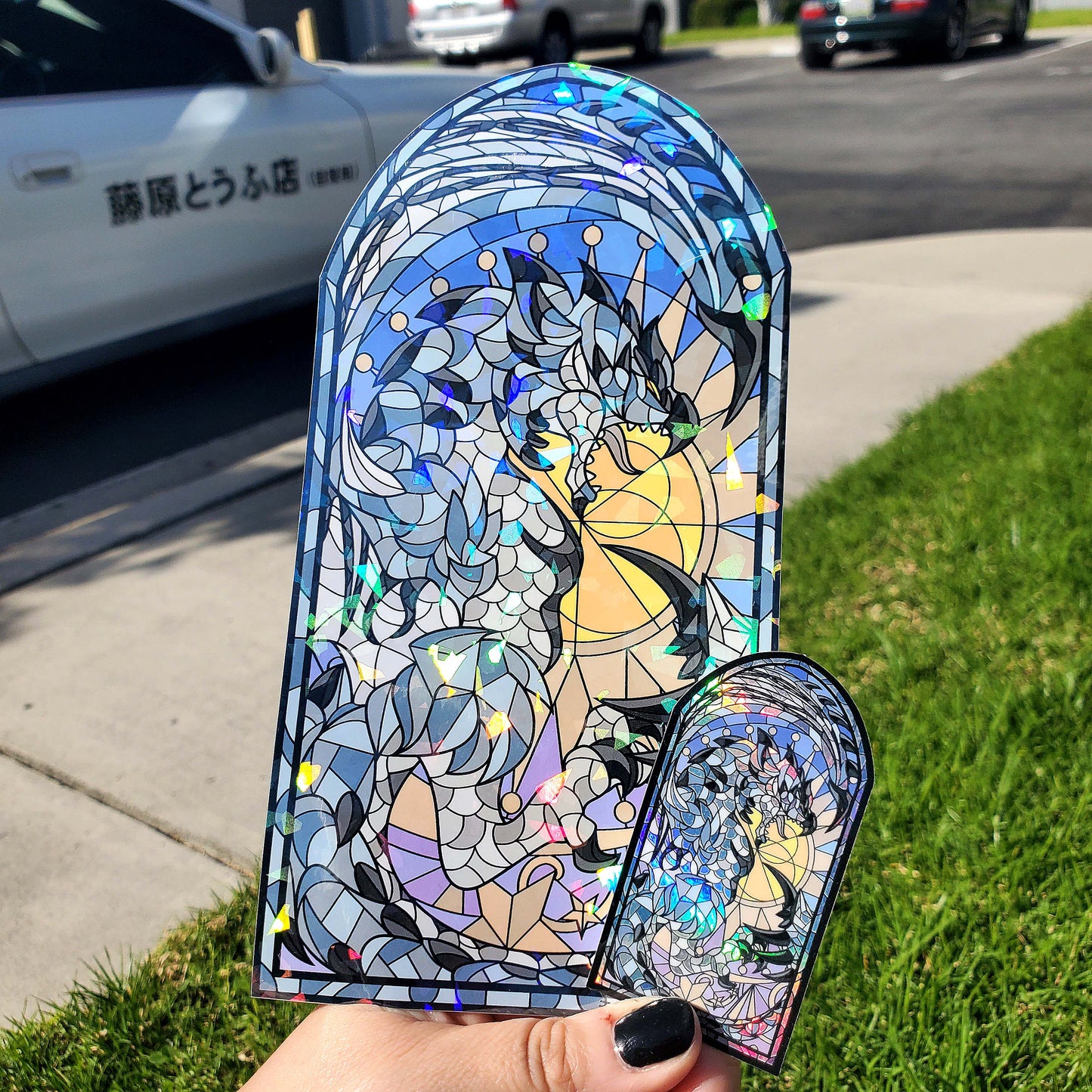 Silver Rathalos Stained Glass Vinyl Sticker