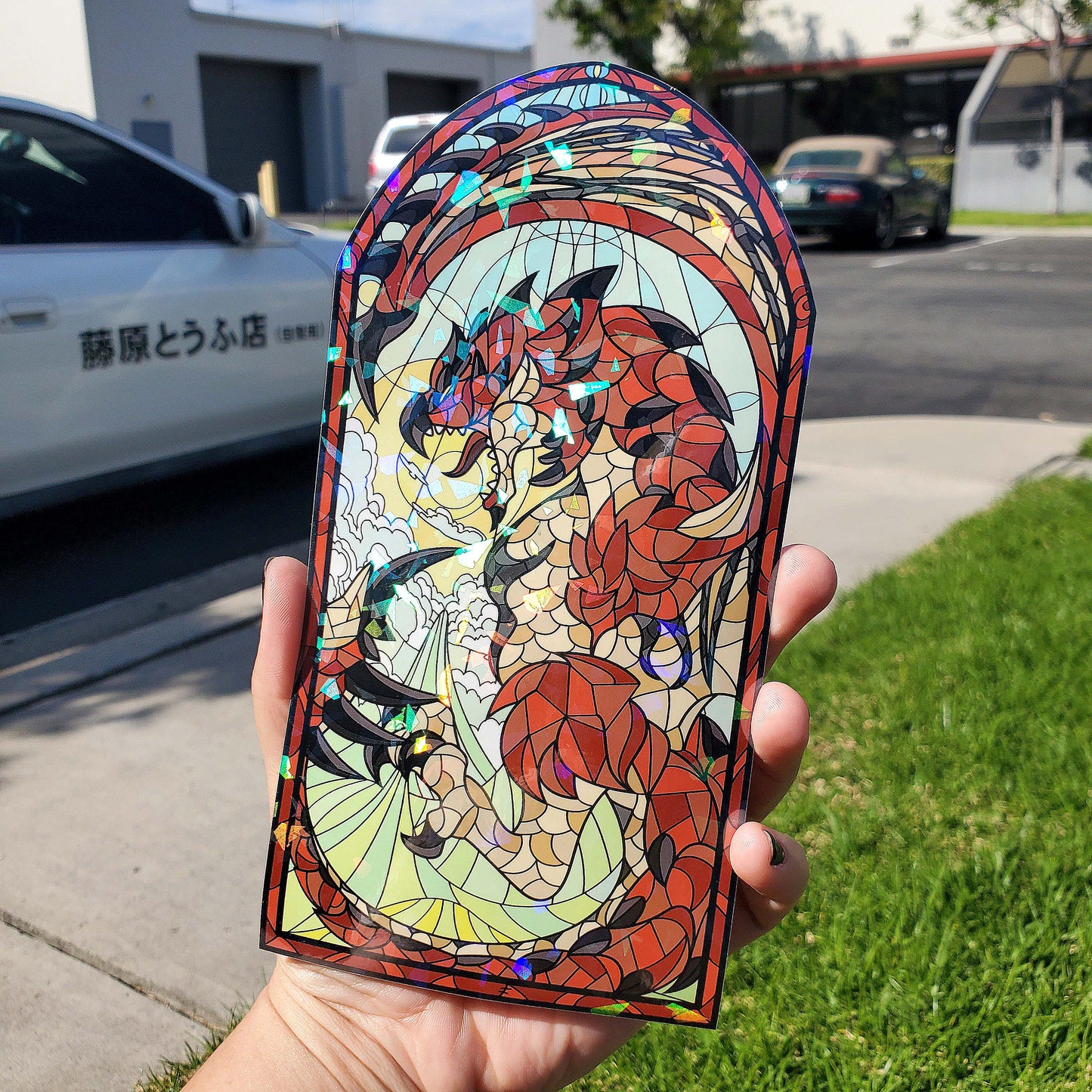 Rathalos Stained Glass Vinyl Sticker