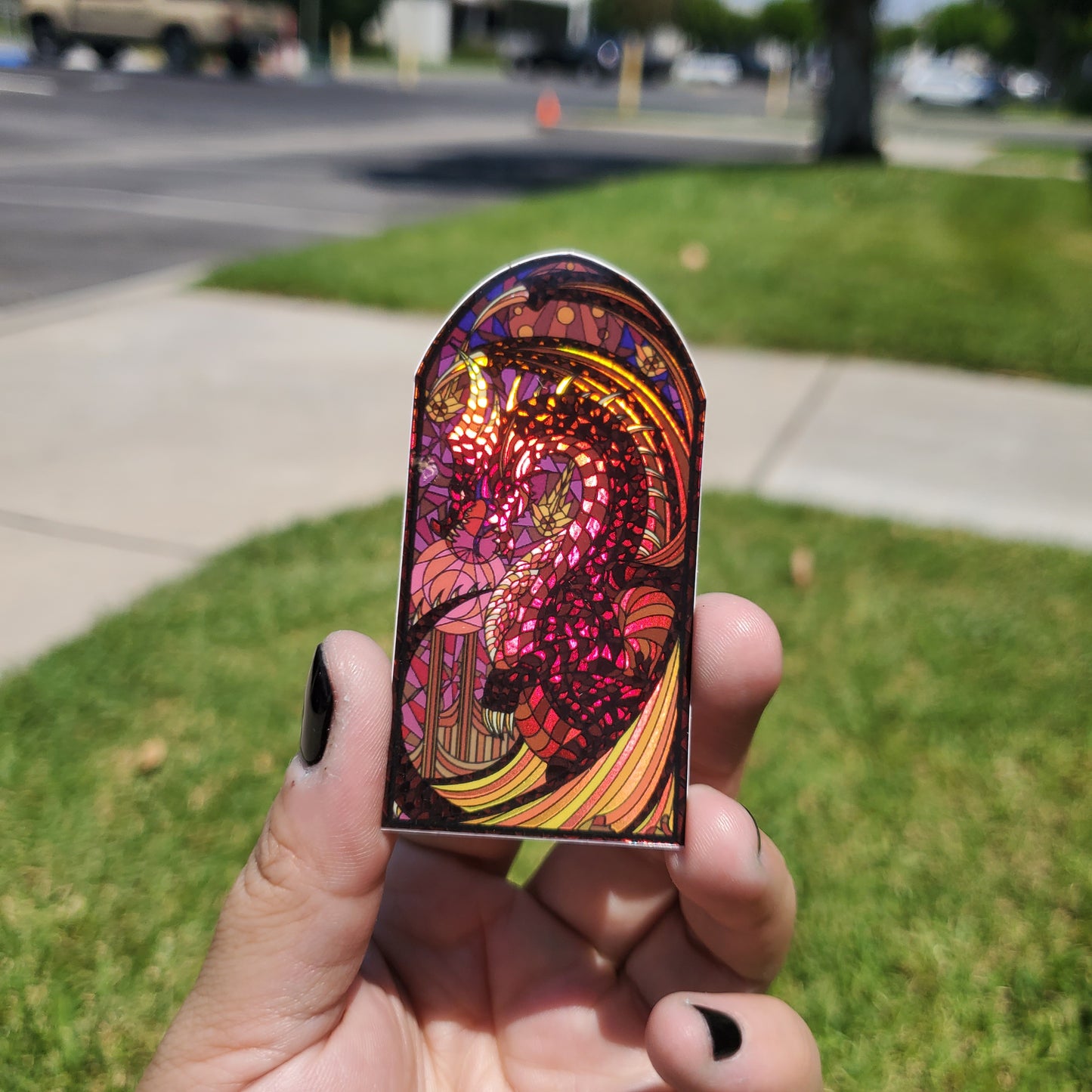 Crimson Fatalis Stained Glass Vinyl Sticker