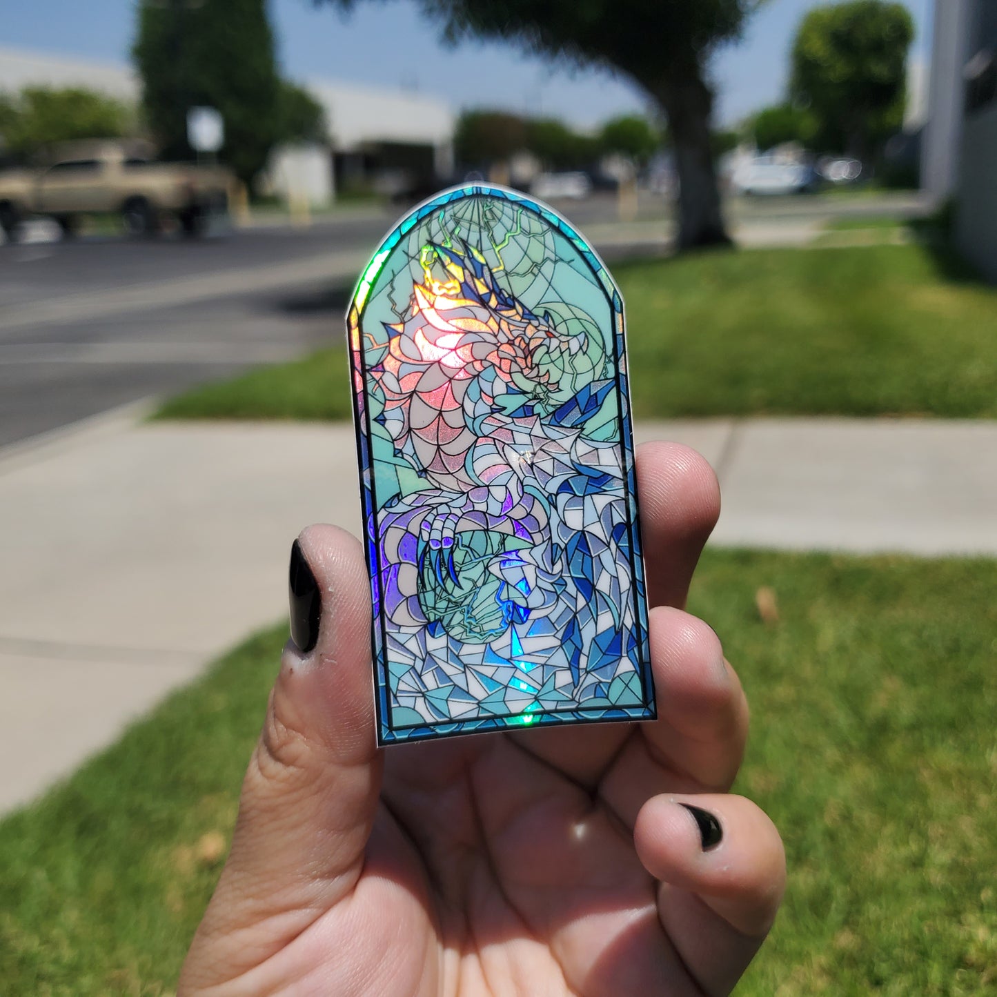 Ivory Lagiacrus Stained Glass Vinyl Sticker