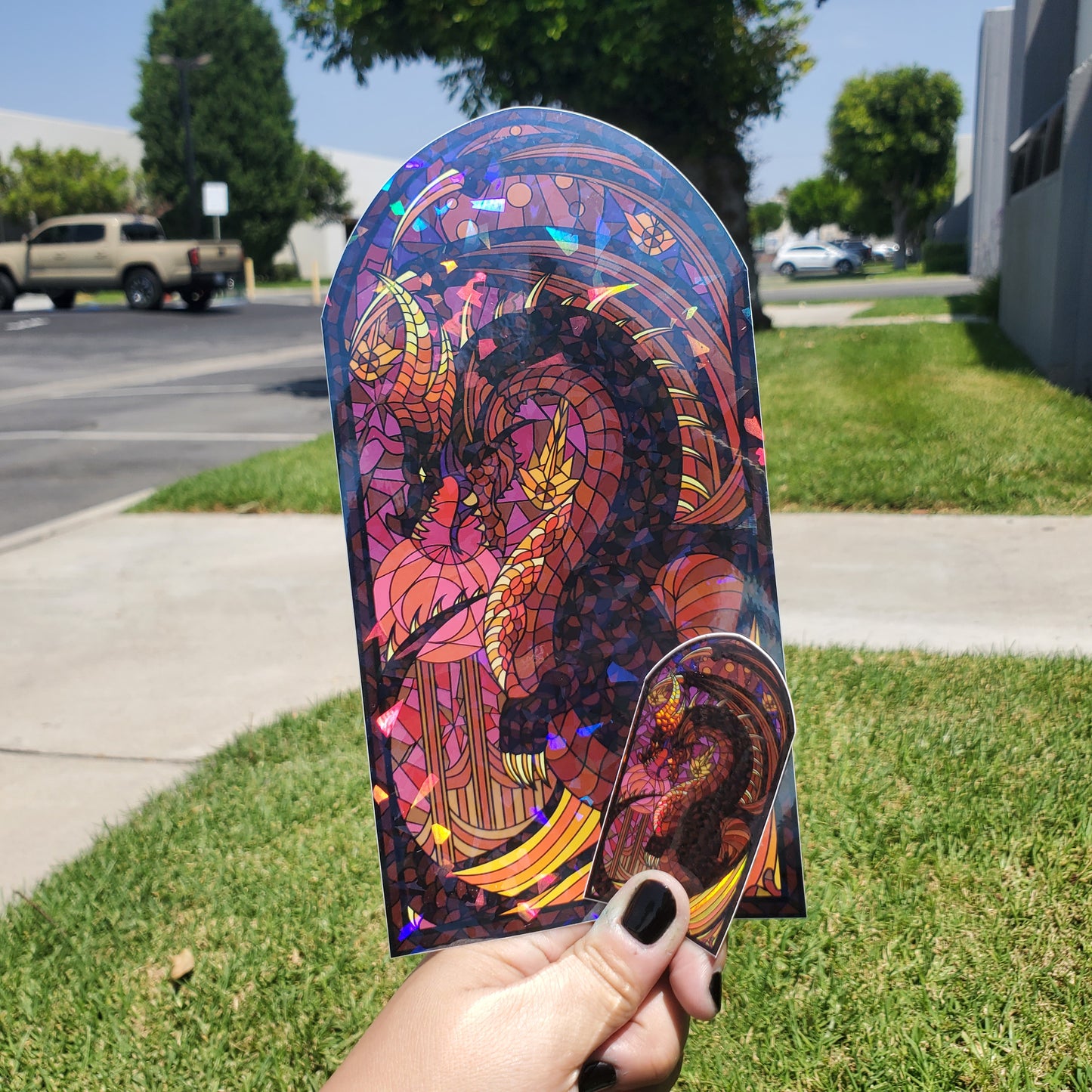 Crimson Fatalis Stained Glass Vinyl Sticker