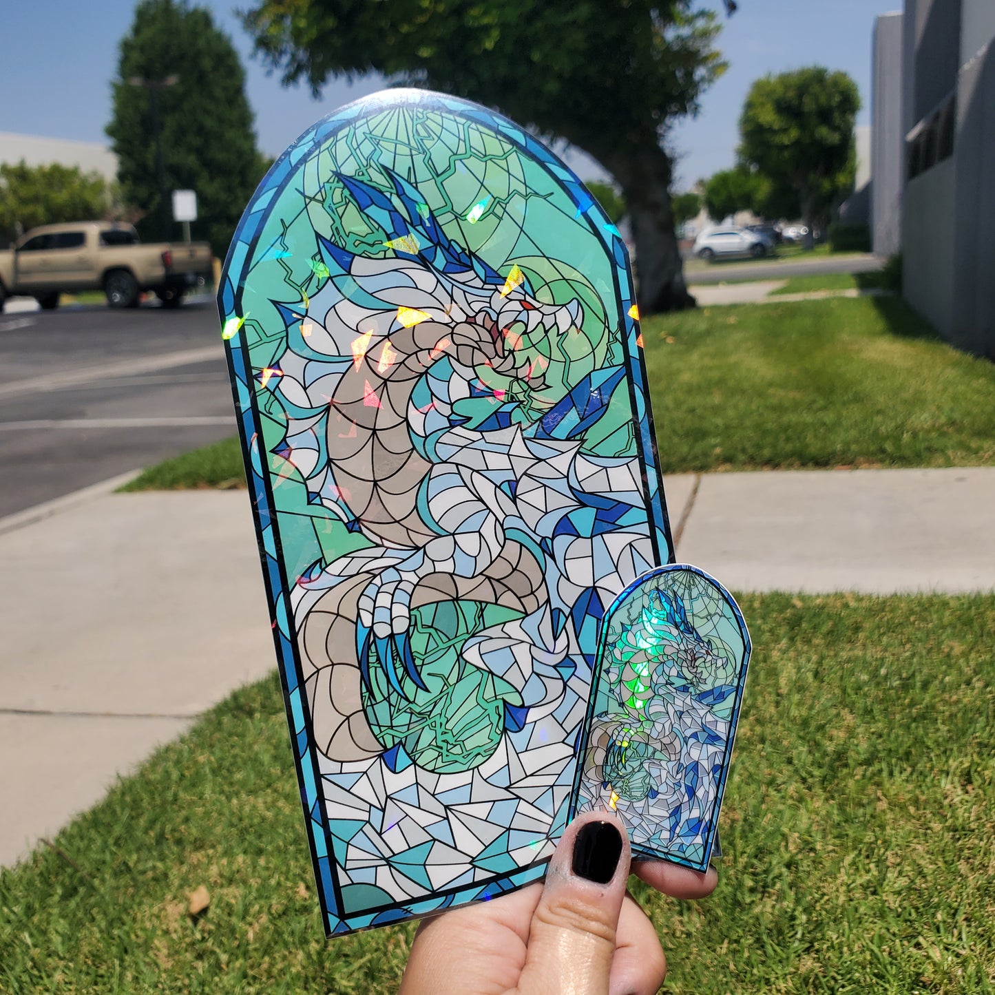 Ivory Lagiacrus Stained Glass Vinyl Sticker