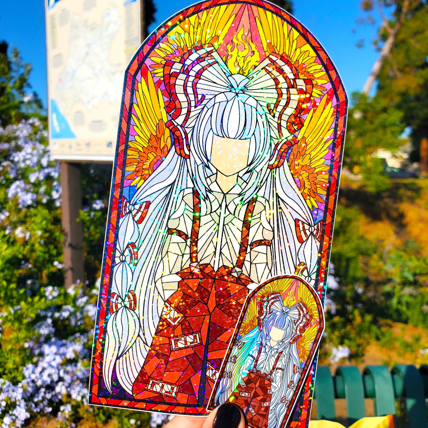 Fujiwara No Mokou Stained Glass Vinyl Sticker