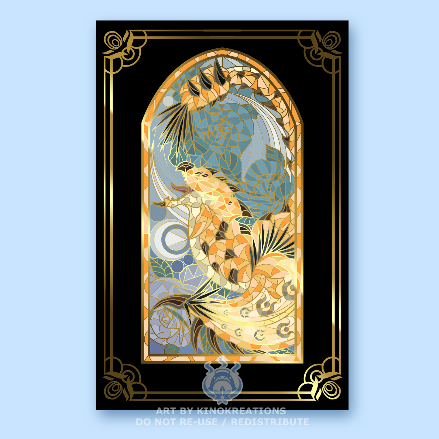 11 x 17" Stained Glass Gold Rathian - Foil Print