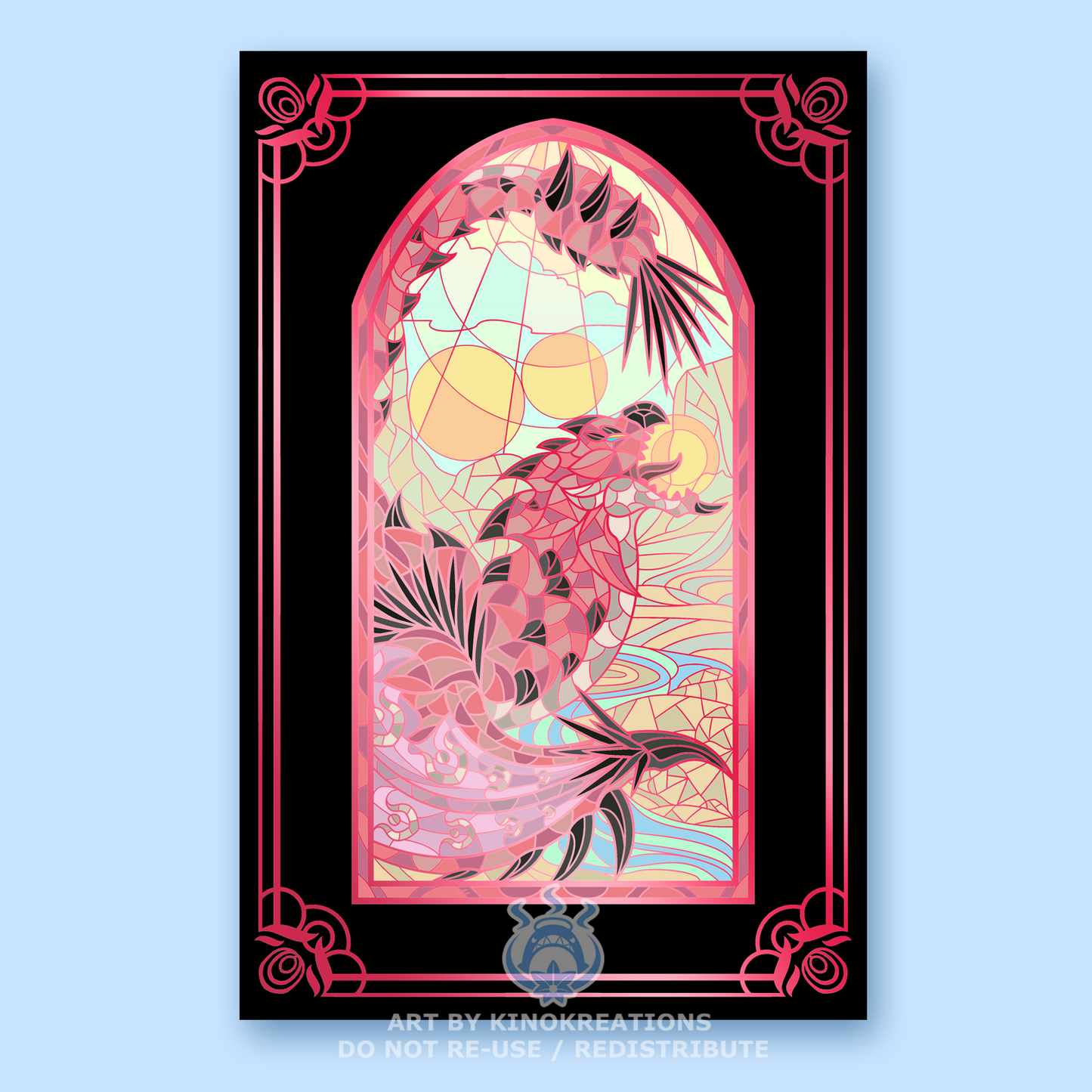 11 x 17" Stained Glass Pink Rathian - Foil Print