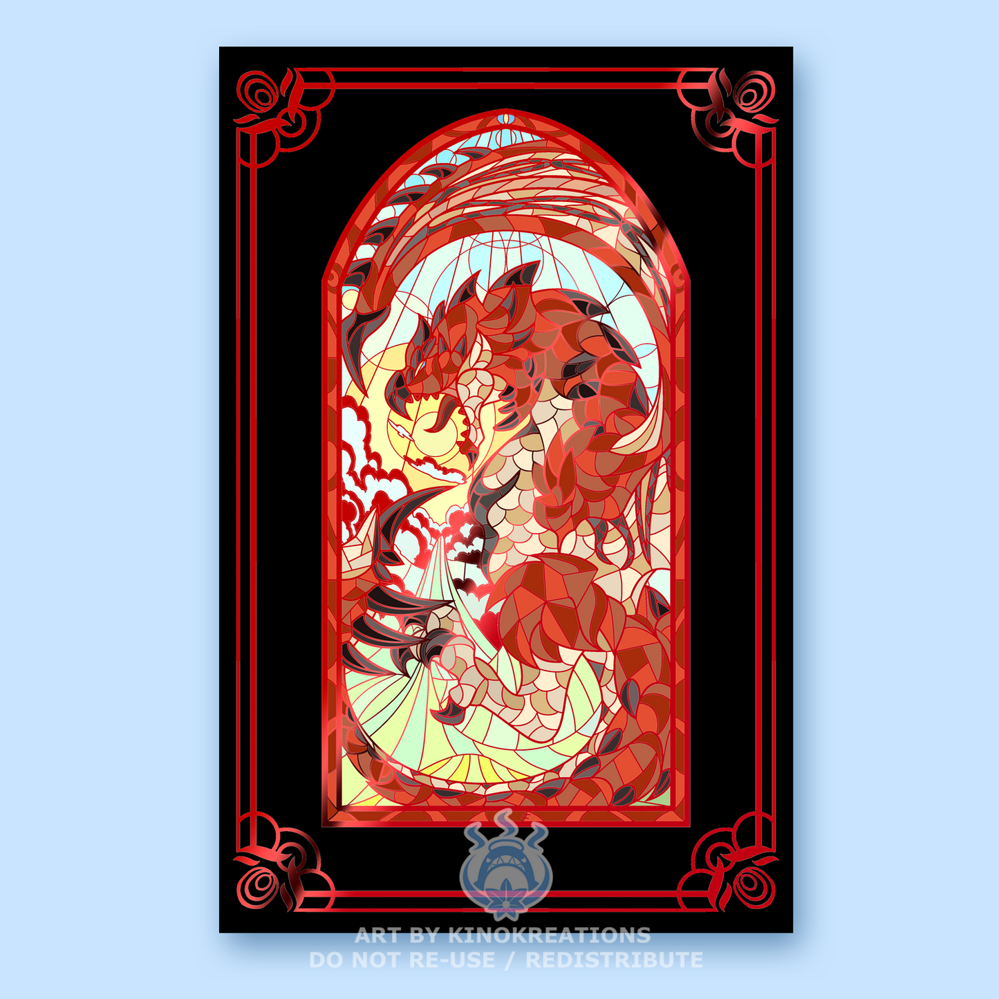 11 x 17" Stained Glass Rathalos - Foil Print