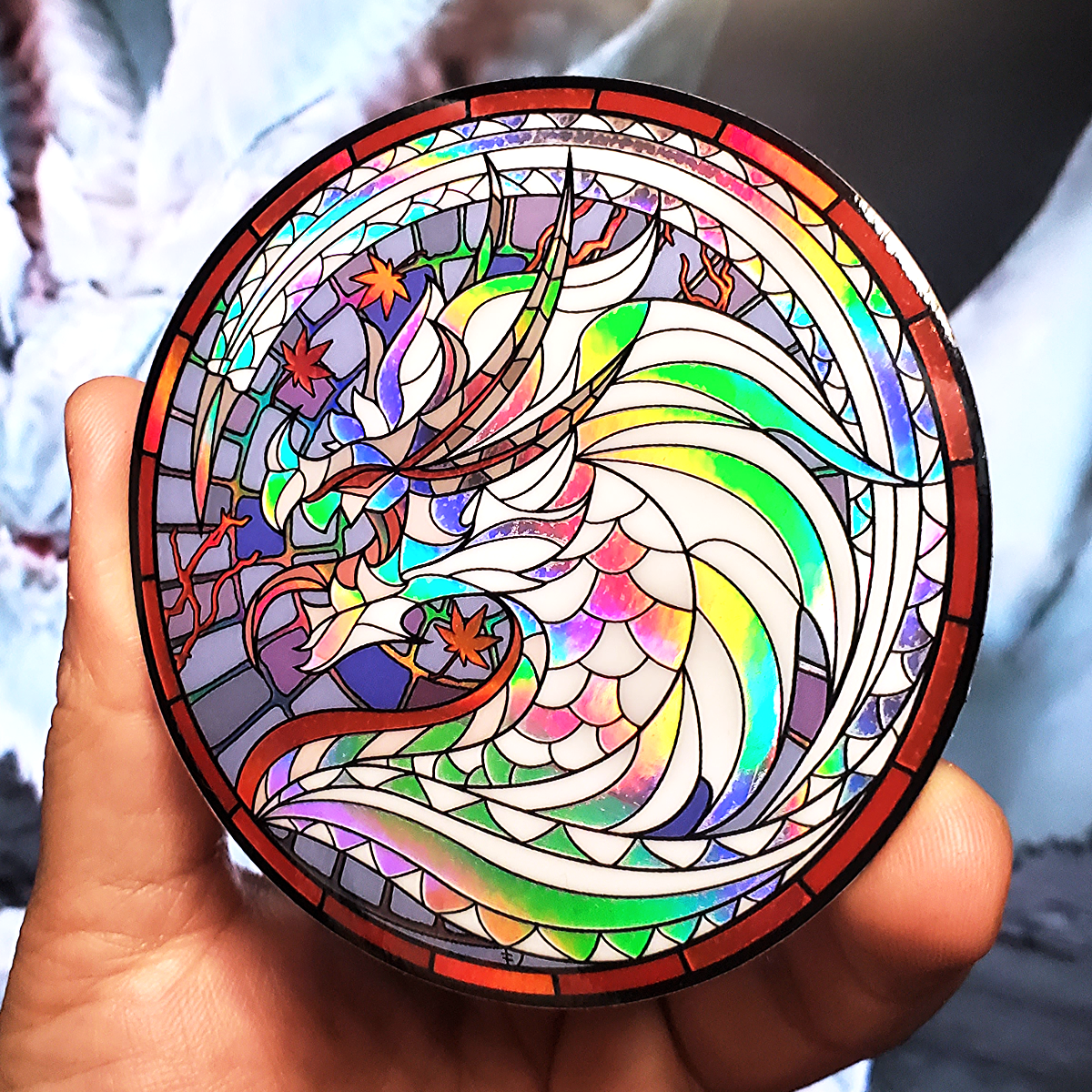Stained Glass Circle White Fatalis Sticker