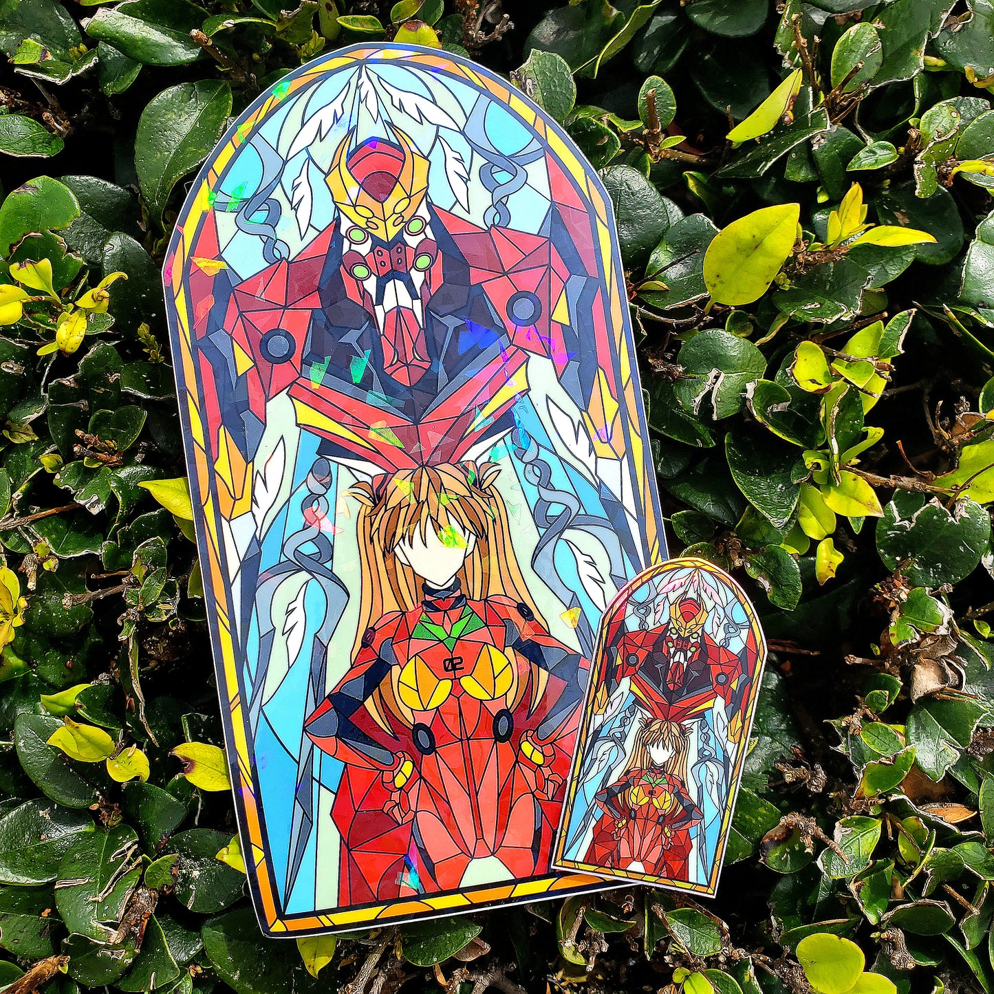 EVA 02 - Asuka Langley Stained Glass Vinyl Sticker