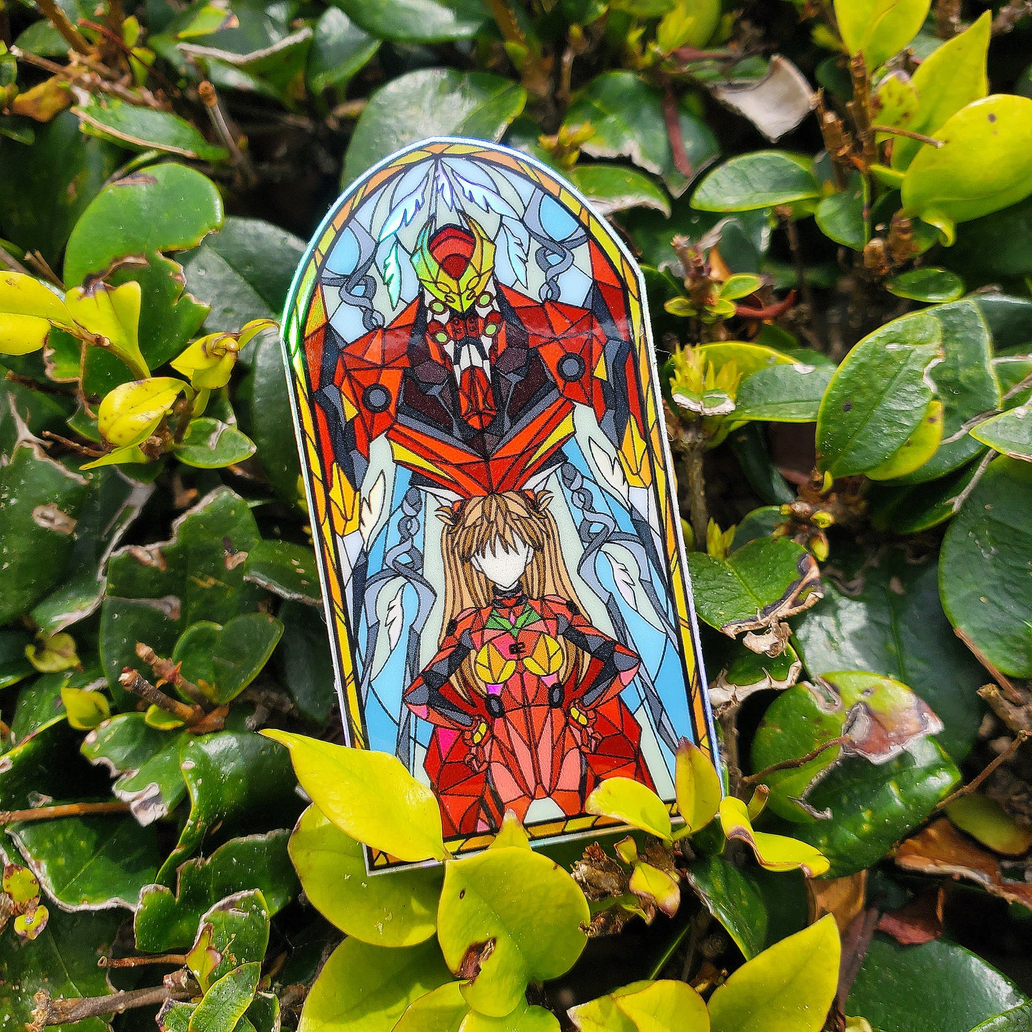 EVA 02 - Asuka Langley Stained Glass Vinyl Sticker