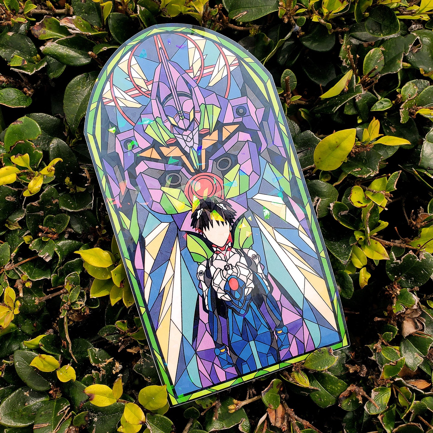 EVA 01 - Shinji Ikari Stained Glass Vinyl Sticker