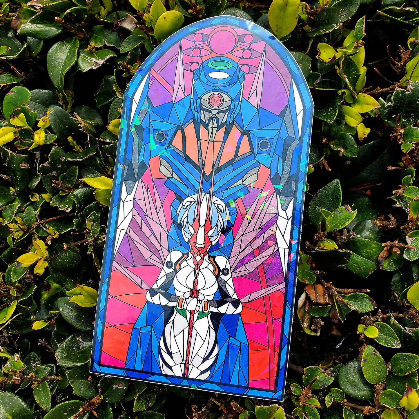 EVA 00 - Rei Ayanami Stained Glass Vinyl Sticker