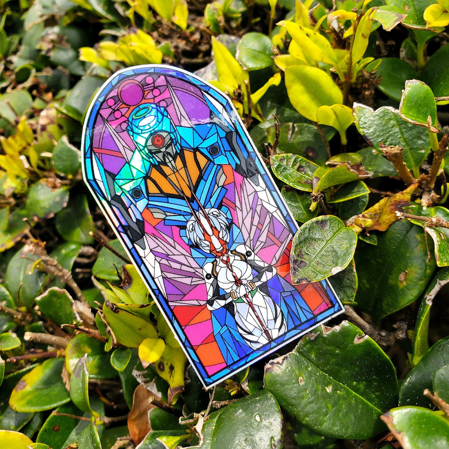 EVA 00 - Rei Ayanami Stained Glass Vinyl Sticker