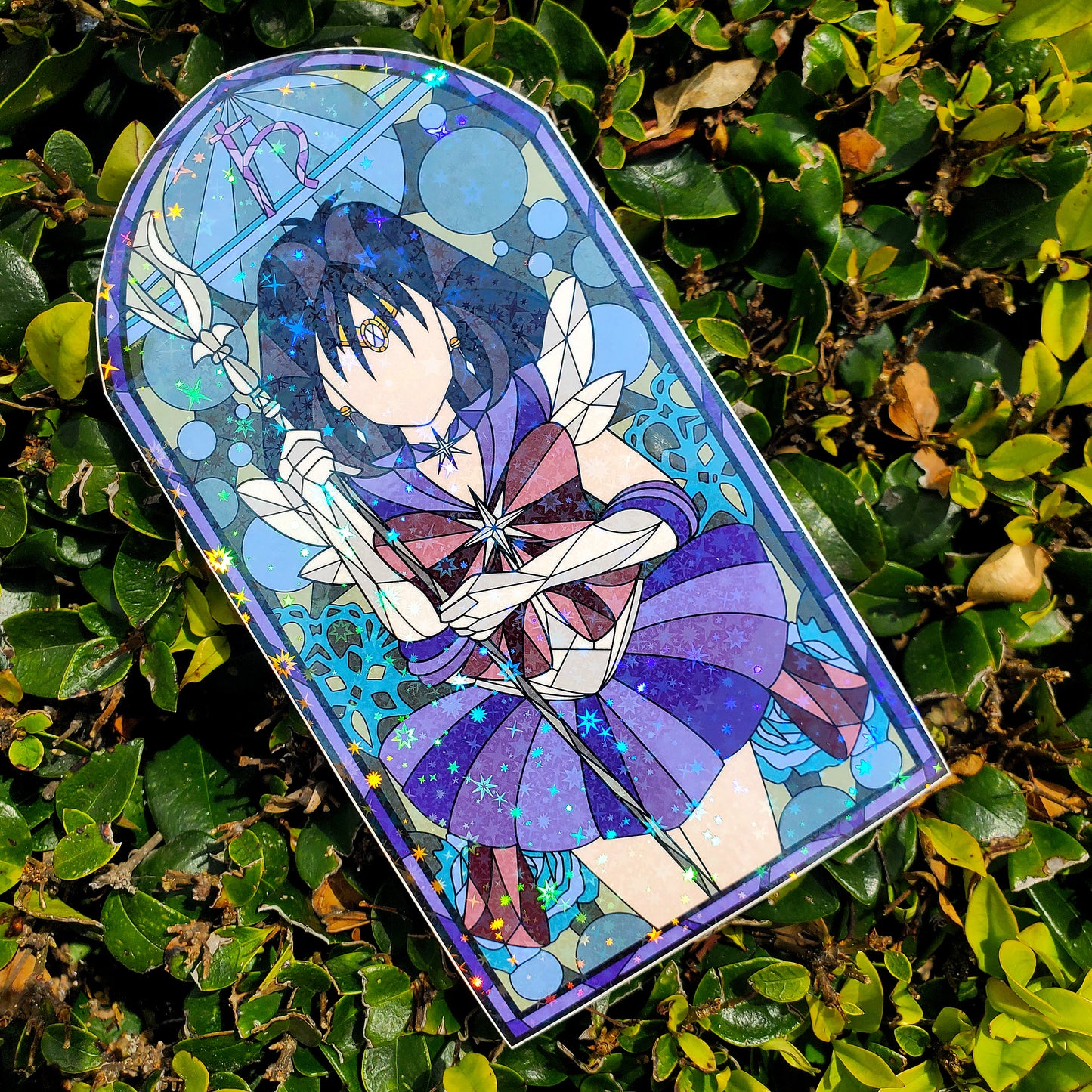 Sailor Saturn Stained Glass Vinyl Sticker