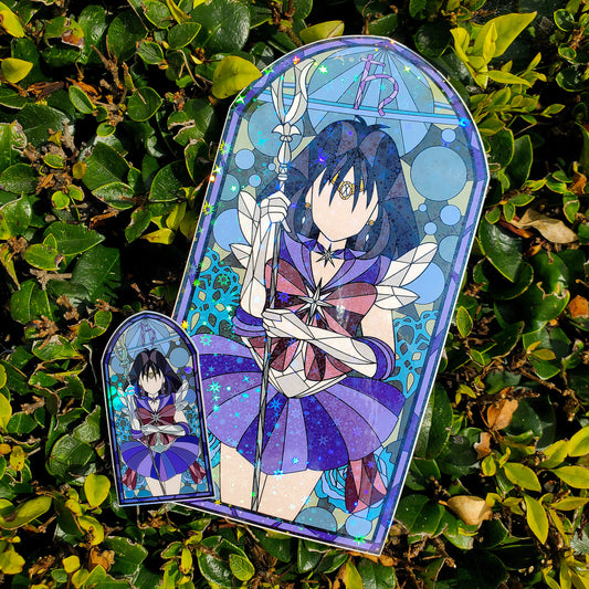 Sailor Saturn Stained Glass Vinyl Sticker