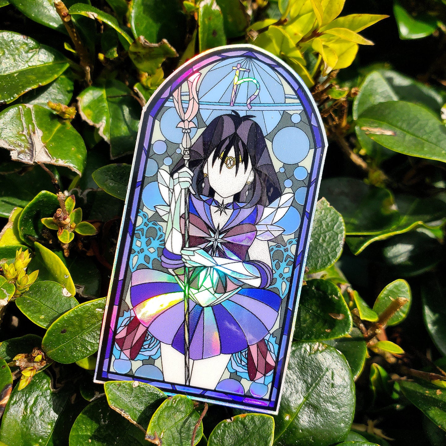 Sailor Saturn Stained Glass Vinyl Sticker