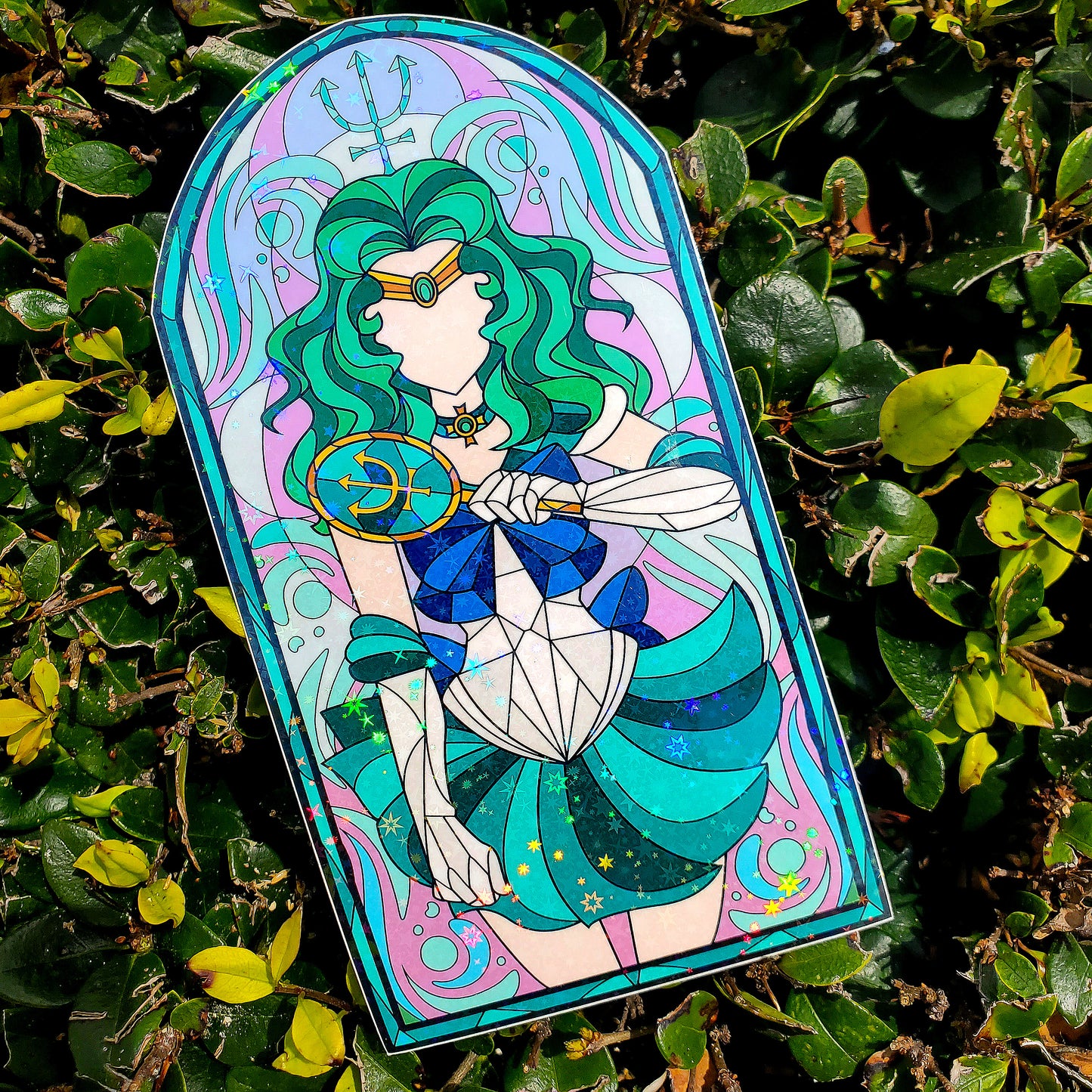 Sailor Neptune Stained Glass Vinyl Sticker