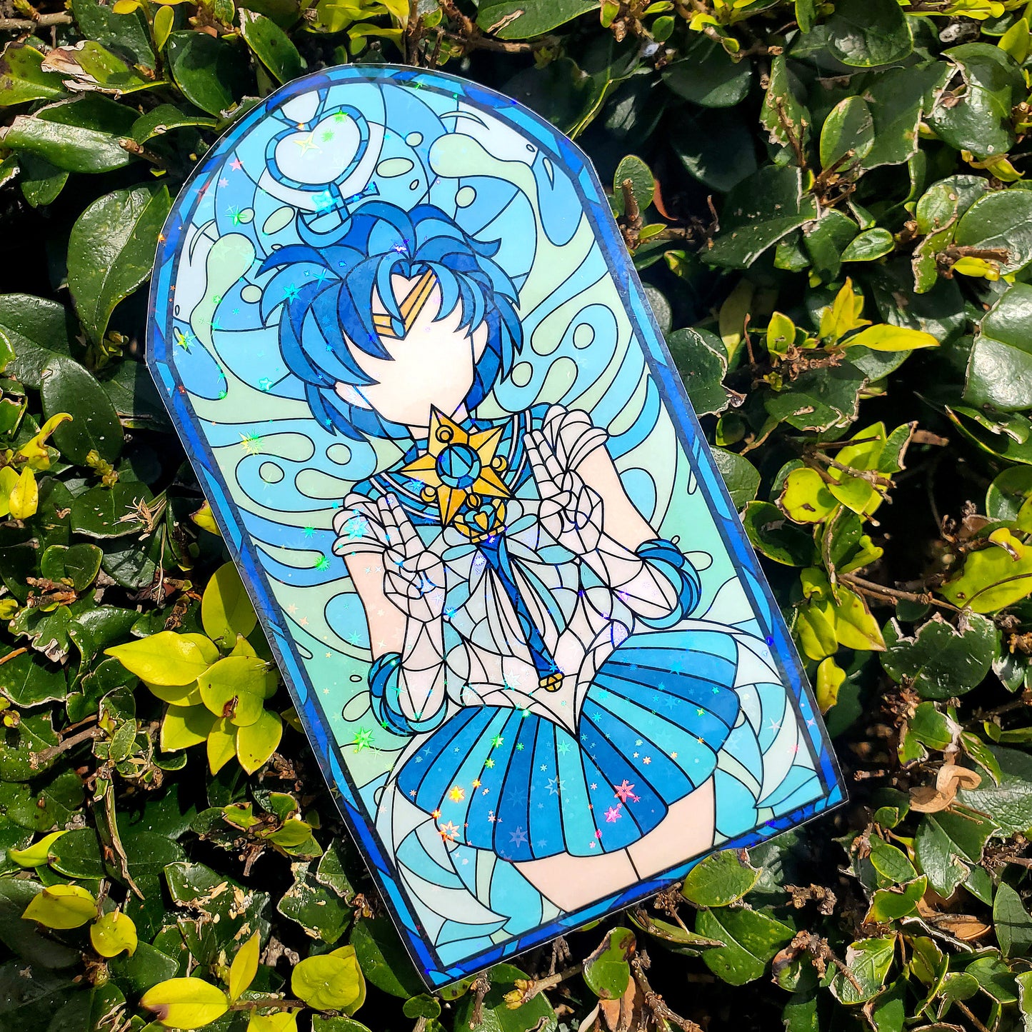 Sailor Mercury Stained Glass Vinyl Sticker