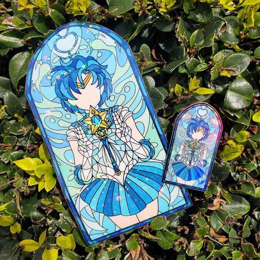 Sailor Mercury Stained Glass Vinyl Sticker