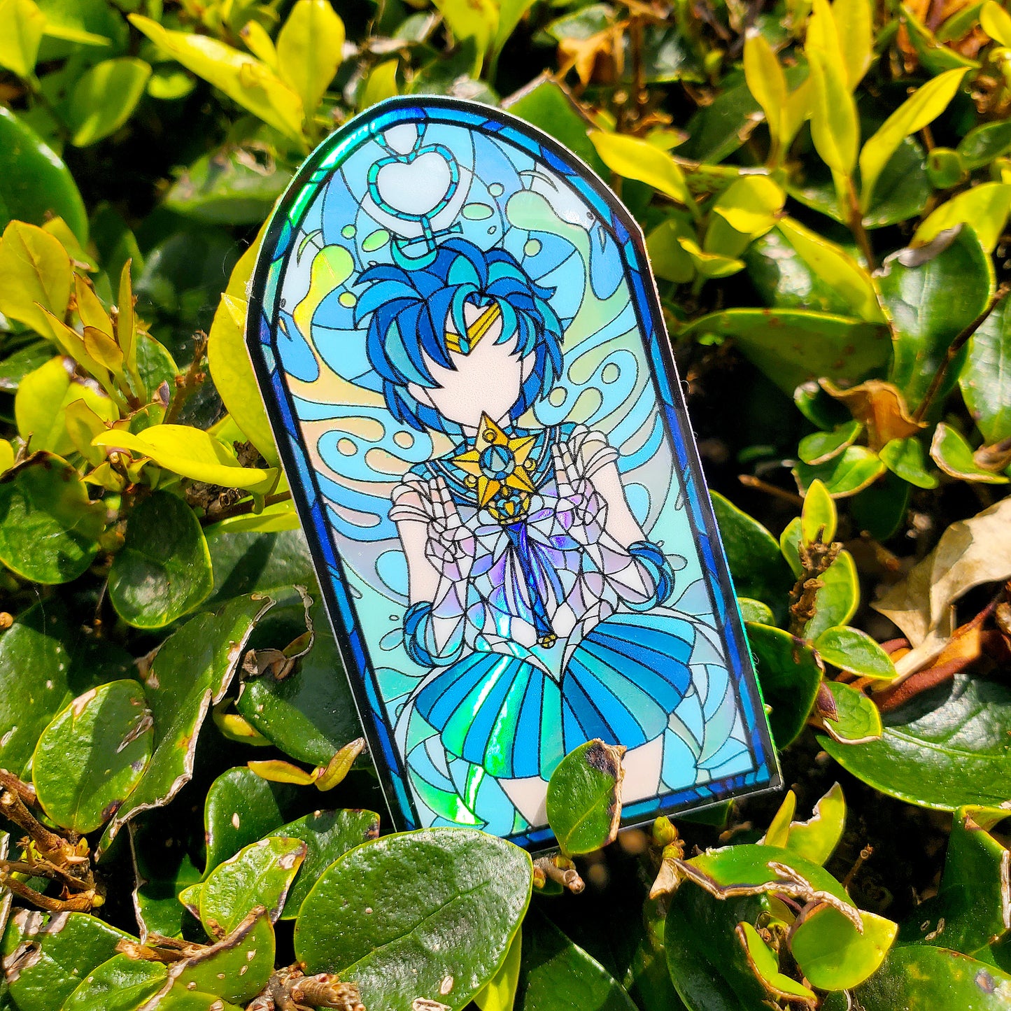 Sailor Mercury Stained Glass Vinyl Sticker