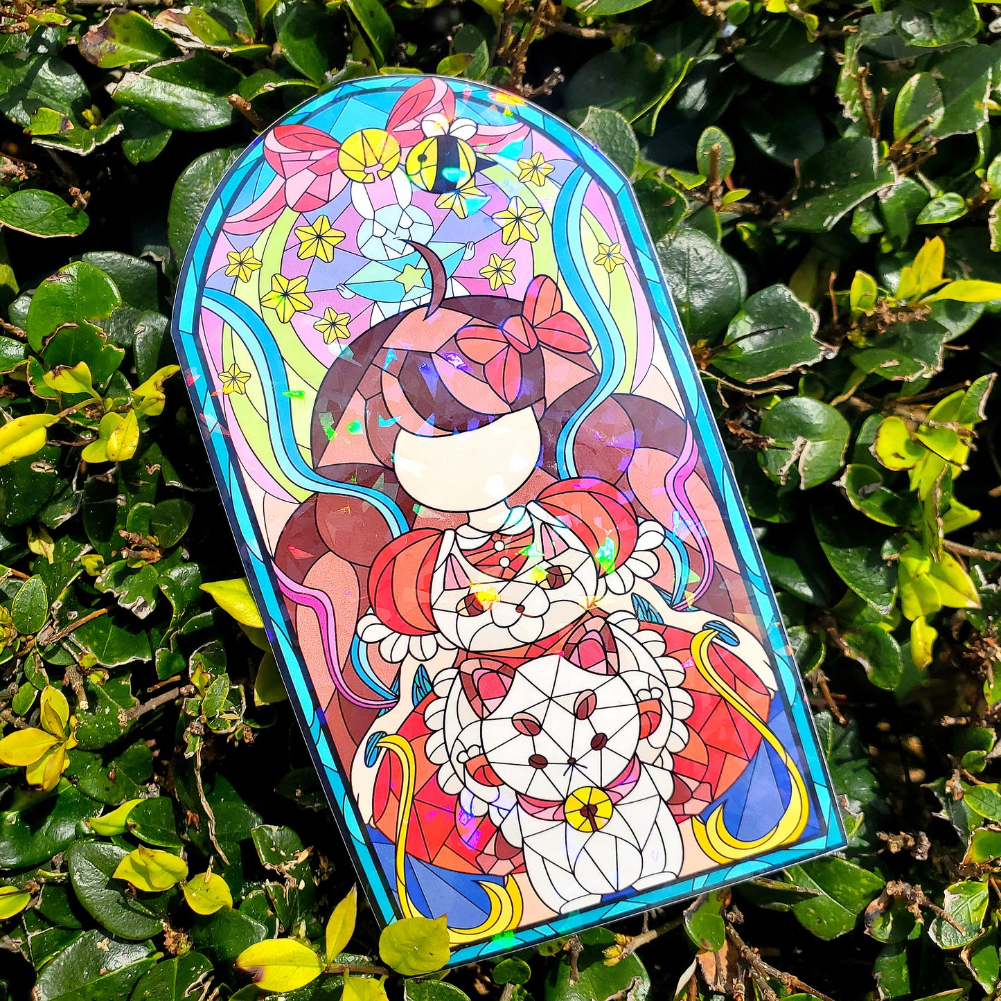 Bee & Puppycat Stained Glass Vinyl Sticker