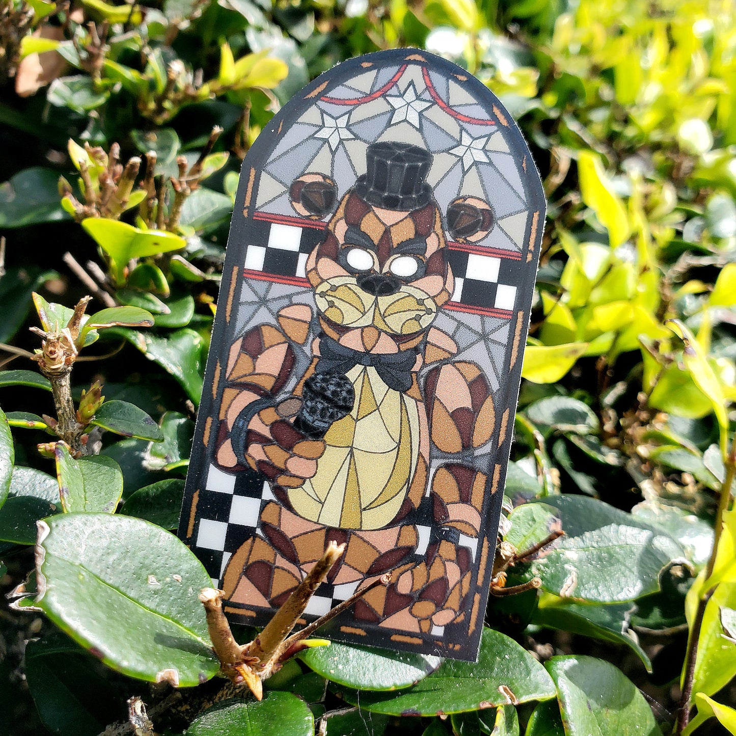 Freddy Fazbear Stained Glass Vinyl Sticker