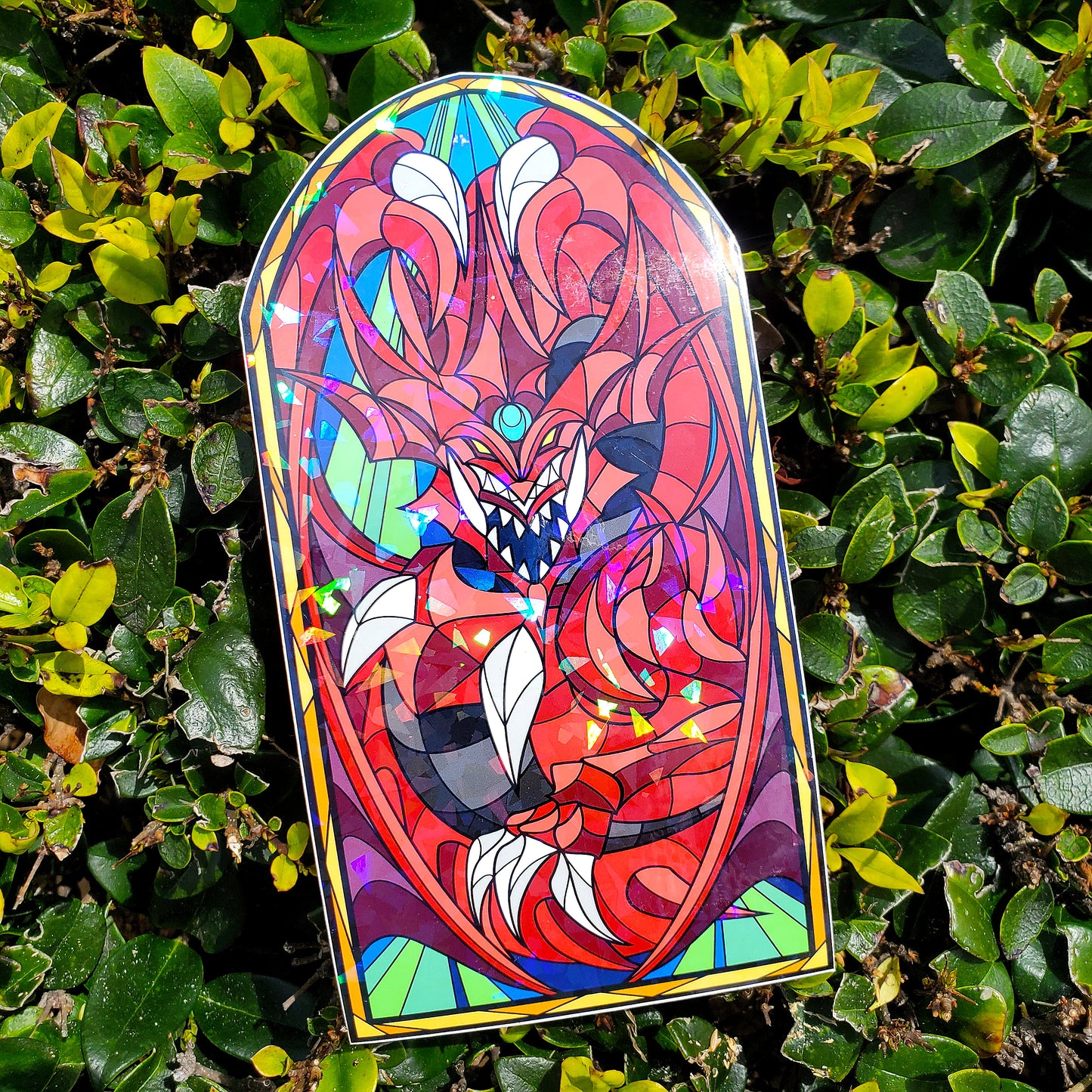 Slifer the Sky Dragon Stained Glass Vinyl Sticker