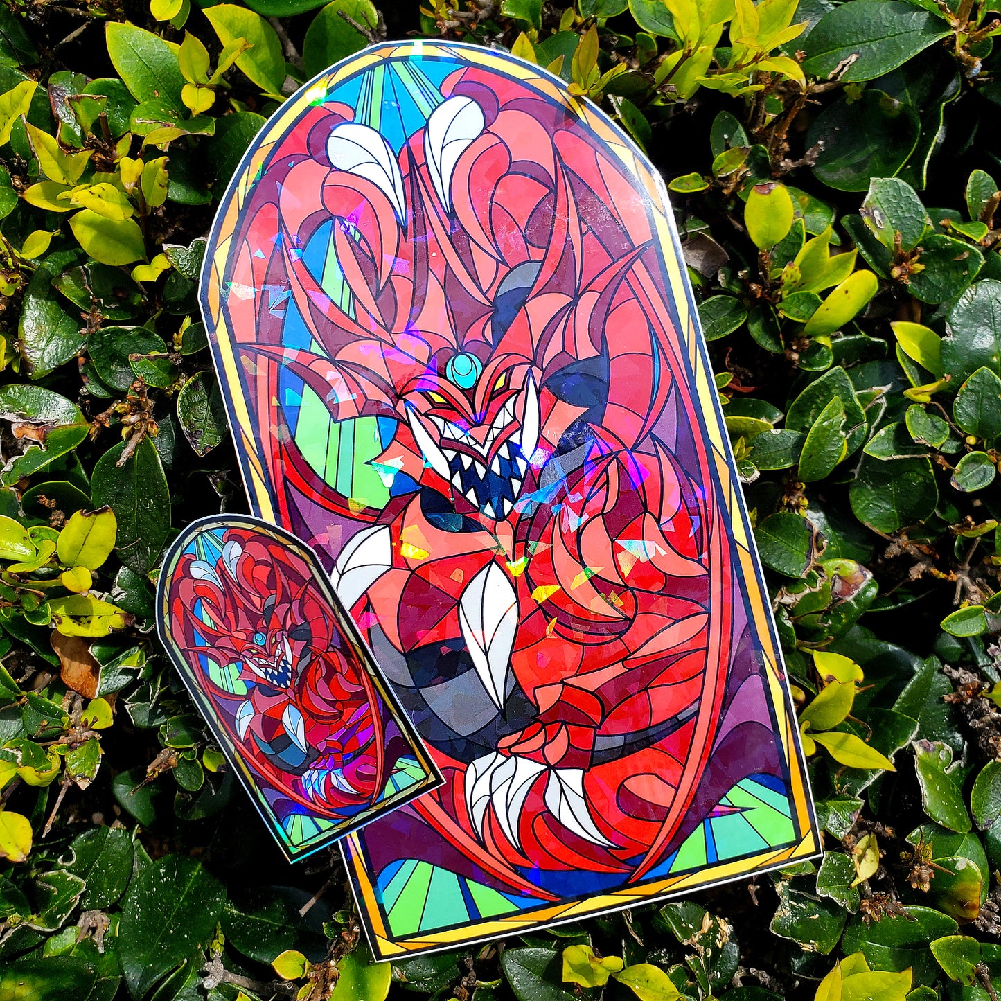 Slifer the Sky Dragon Stained Glass Vinyl Sticker