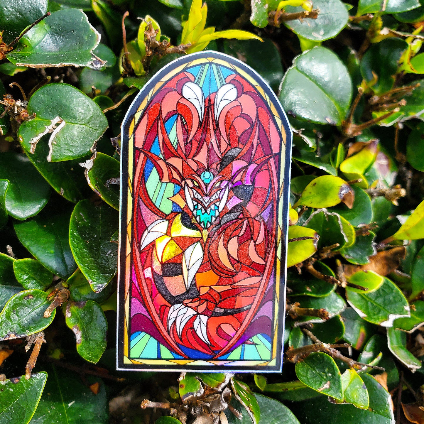 Slifer the Sky Dragon Stained Glass Vinyl Sticker