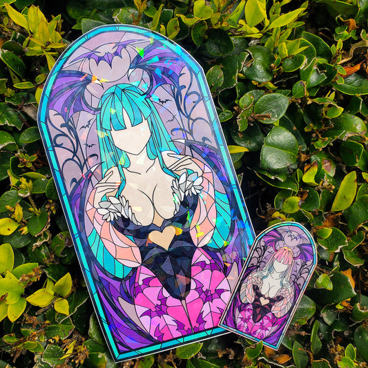 Morrigan Aensland Stained Glass Vinyl Sticker