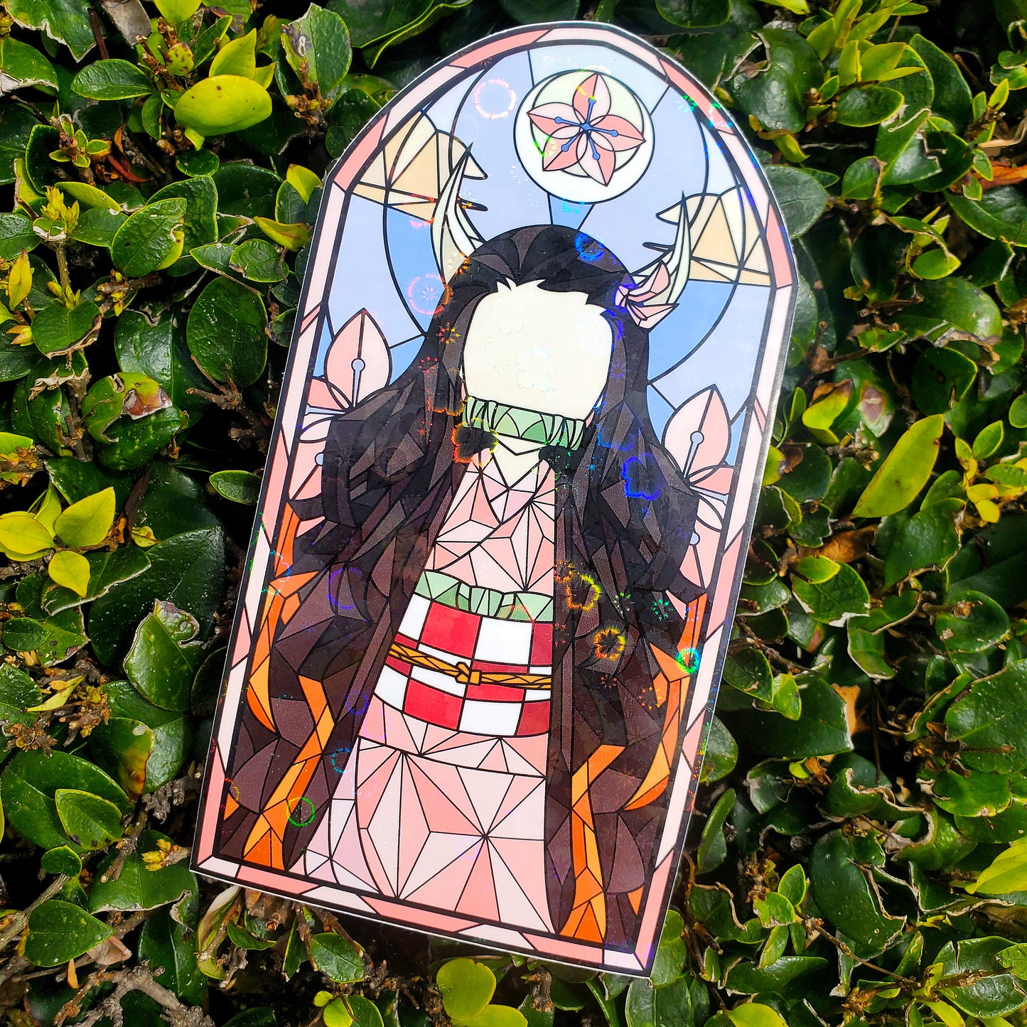 Nezuko Kamado Stained Glass Vinyl Sticker