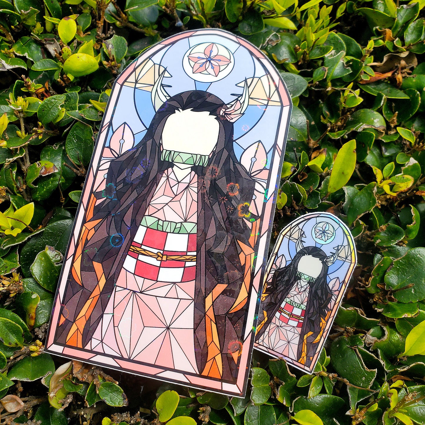 Nezuko Kamado Stained Glass Vinyl Sticker