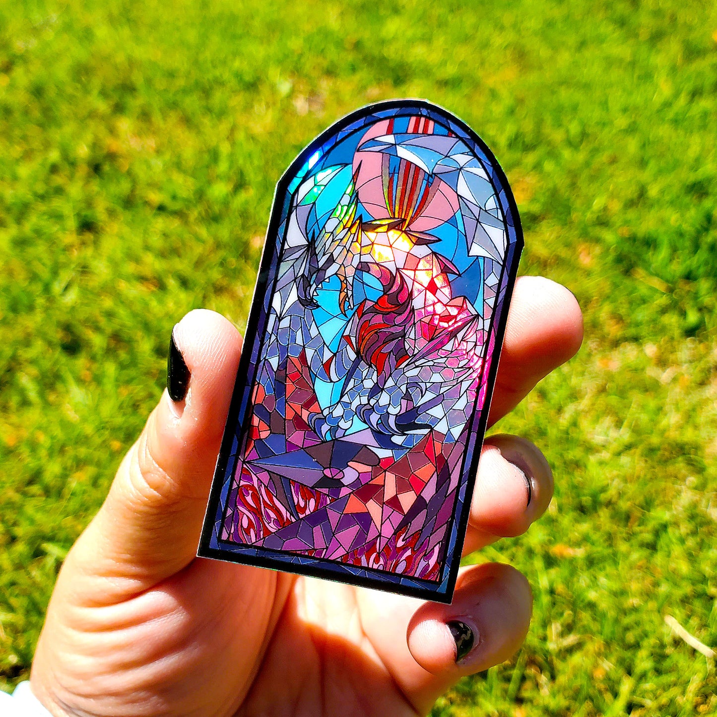 Crimson Glow Valstrax Stained Glass Vinyl Sticker