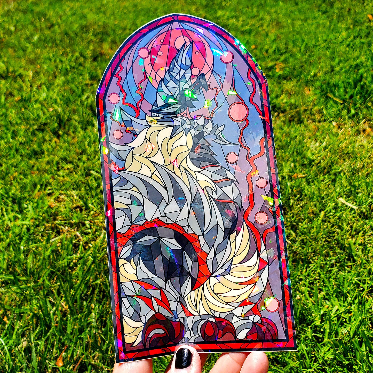 Stygian Zinogre Stained Glass Vinyl Sticker