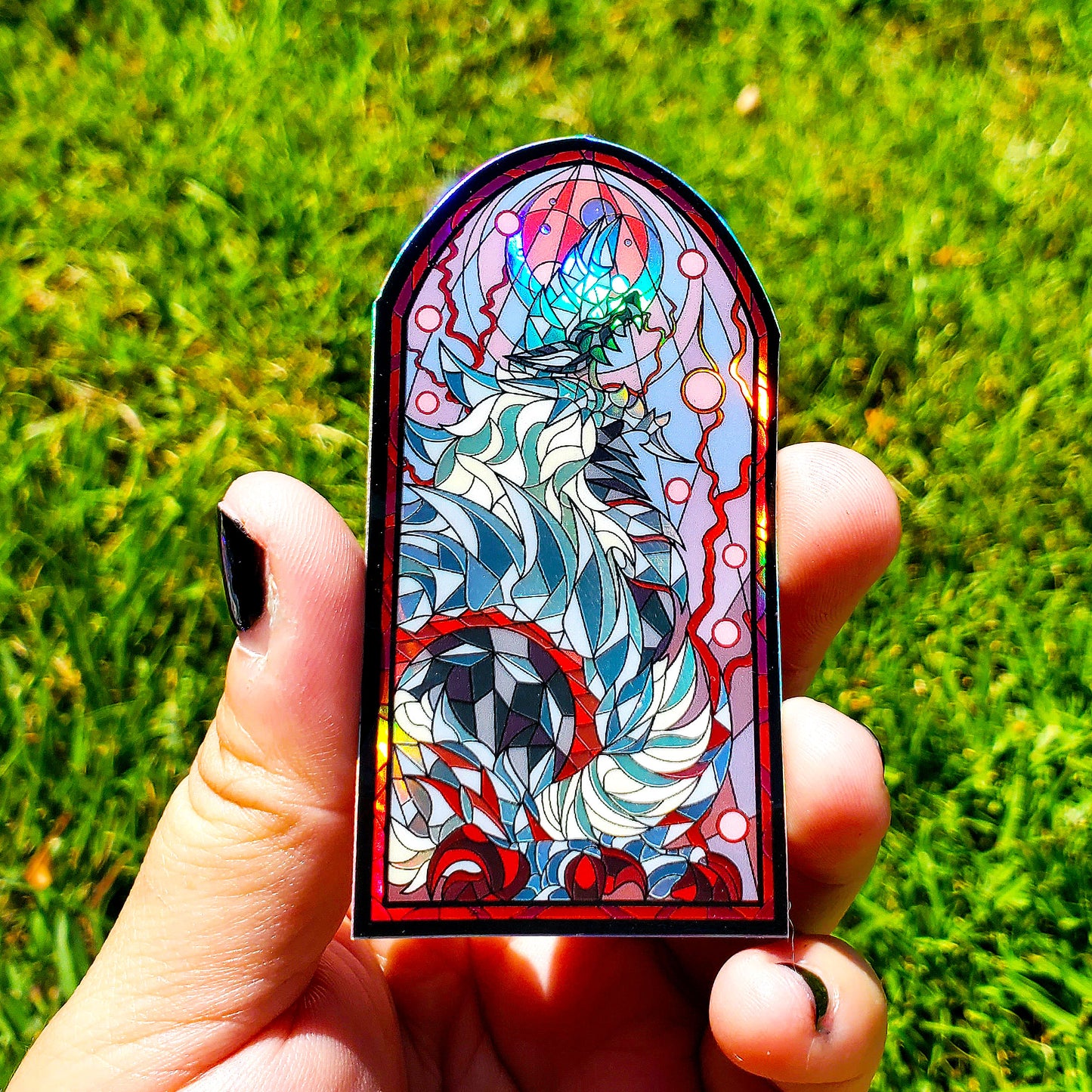 Stygian Zinogre Stained Glass Vinyl Sticker