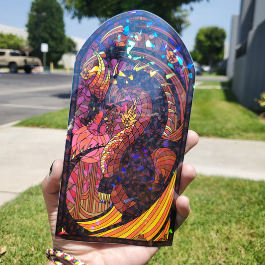 Crimson Fatalis Stained Glass Vinyl Sticker