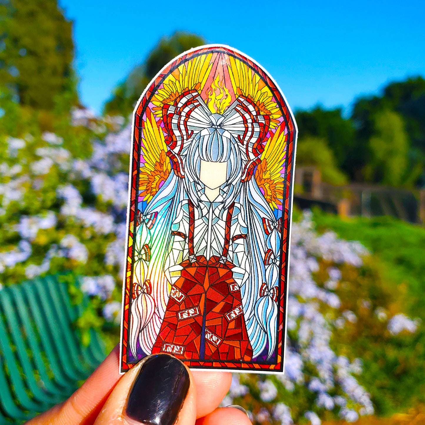 Fujiwara No Mokou Stained Glass Vinyl Sticker