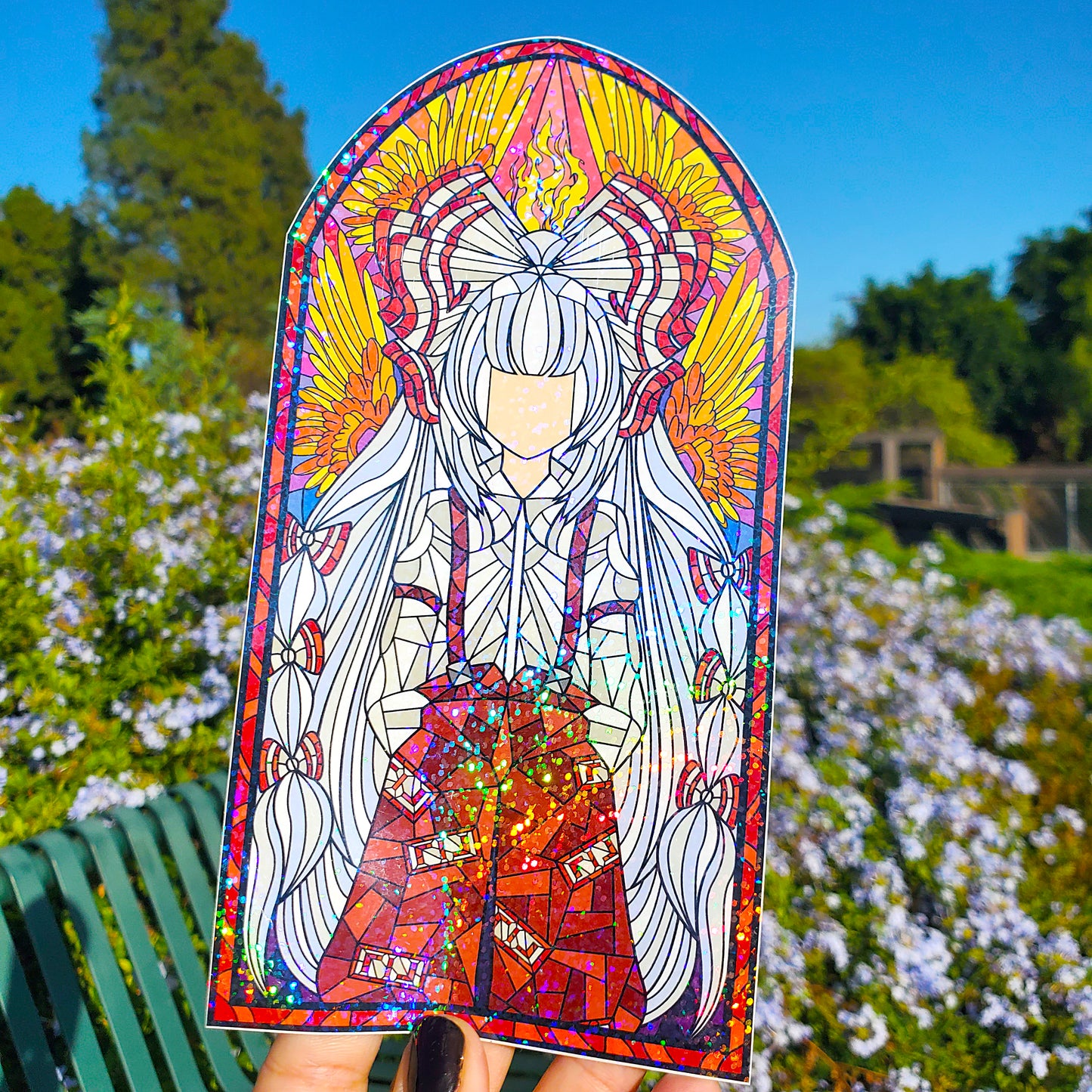 Fujiwara No Mokou Stained Glass Vinyl Sticker