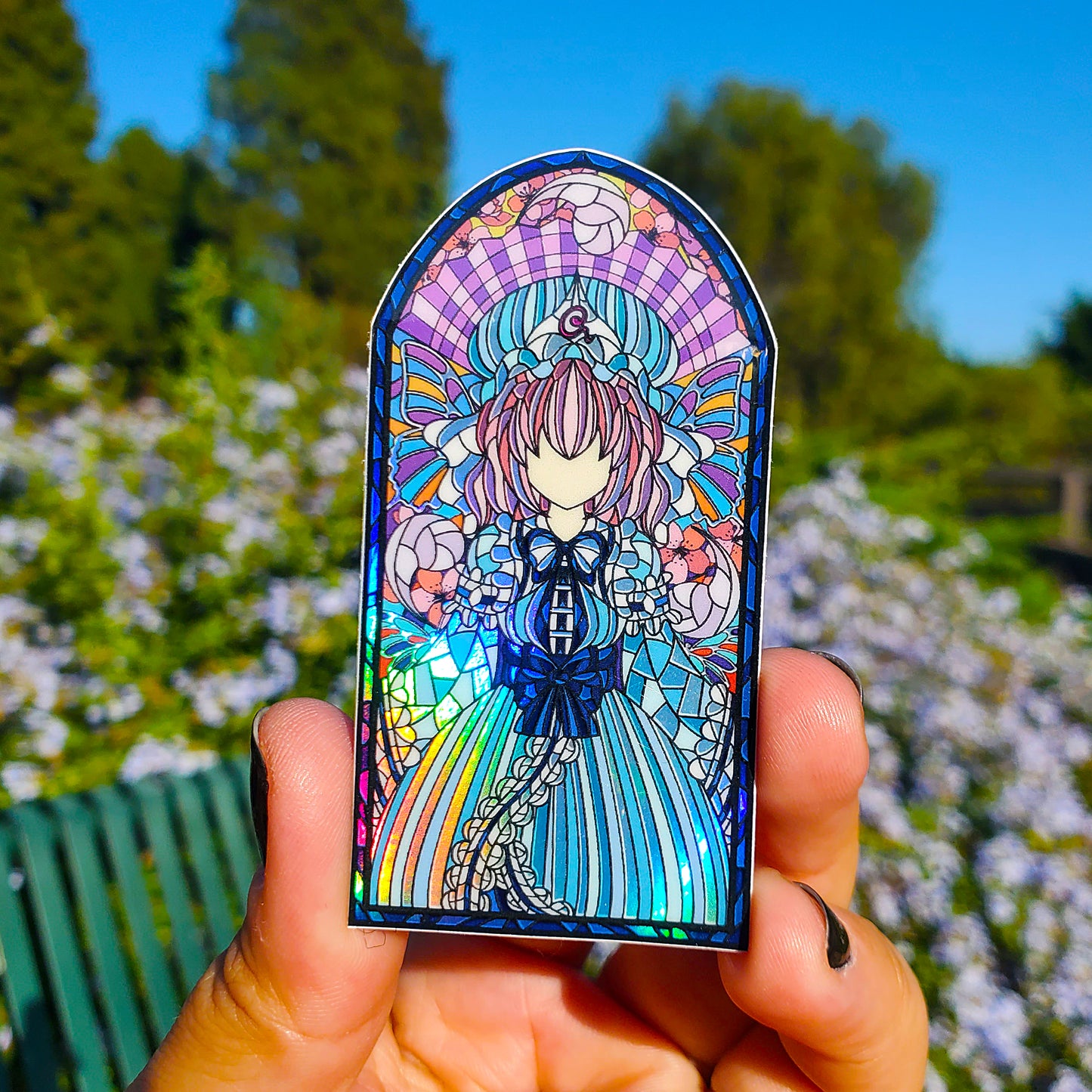 Yuyuko Saigyouji Stained Glass Vinyl Sticker