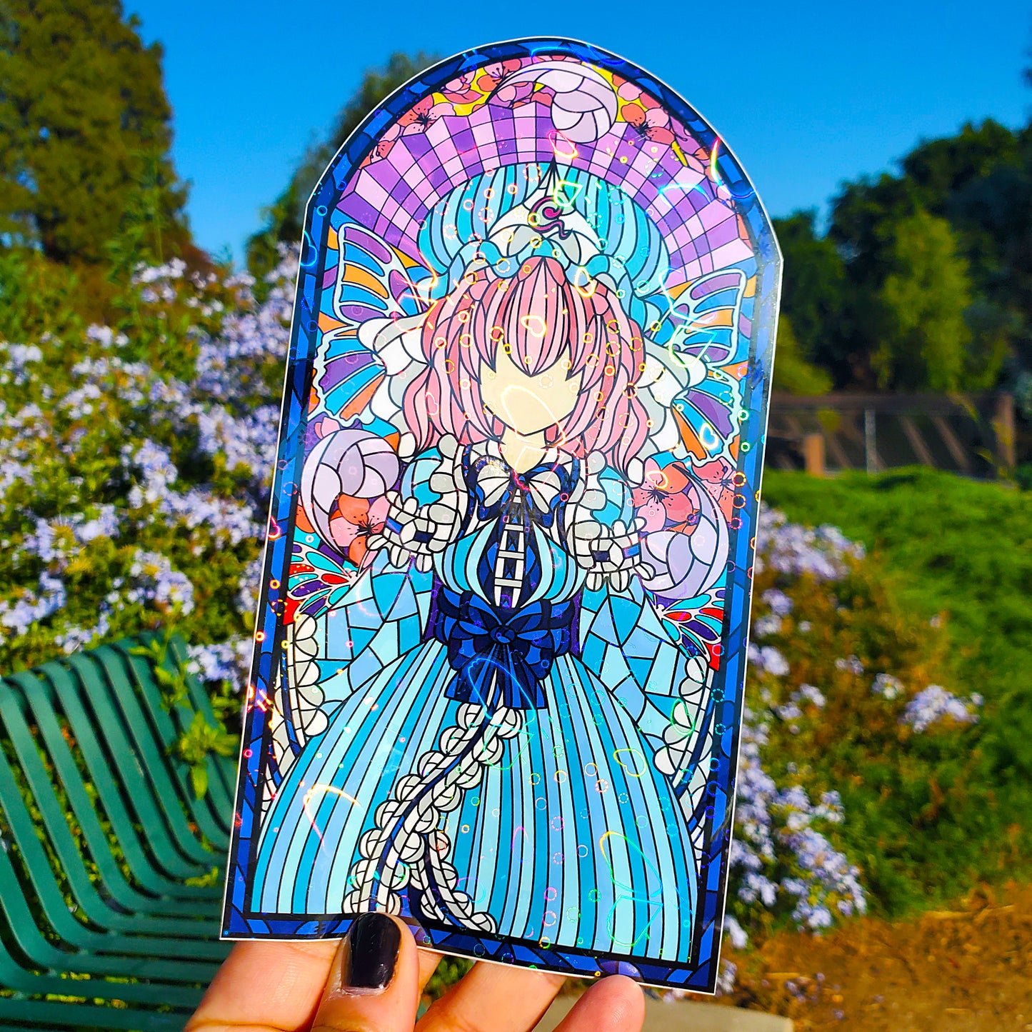 Yuyuko Saigyouji Stained Glass Vinyl Sticker