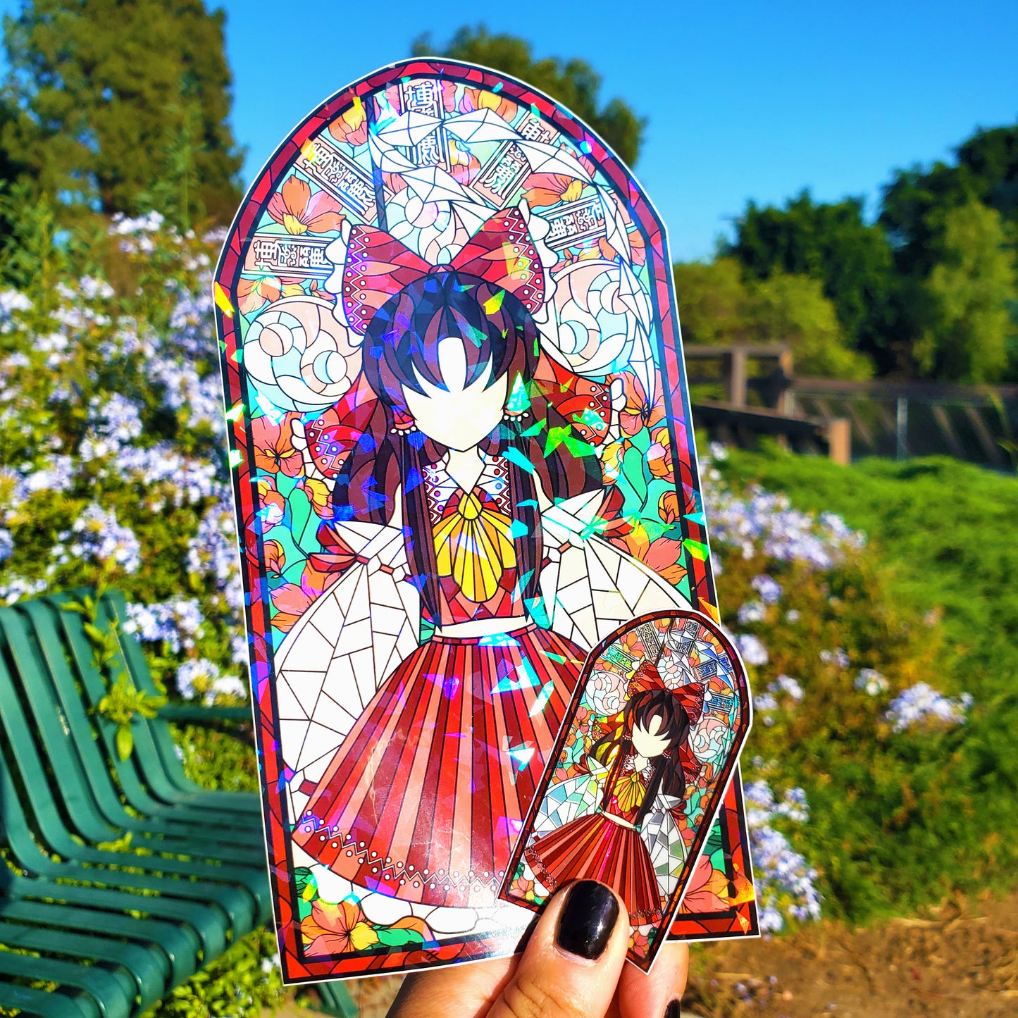Reimu Hakurei Stained Glass Vinyl Sticker