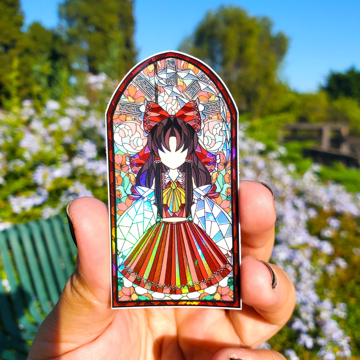 Reimu Hakurei Stained Glass Vinyl Sticker