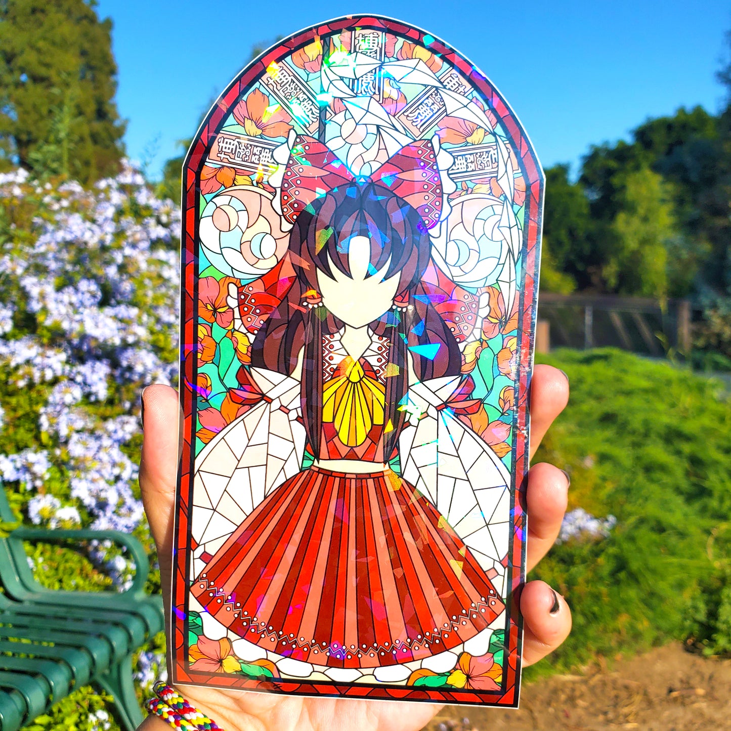 Reimu Hakurei Stained Glass Vinyl Sticker
